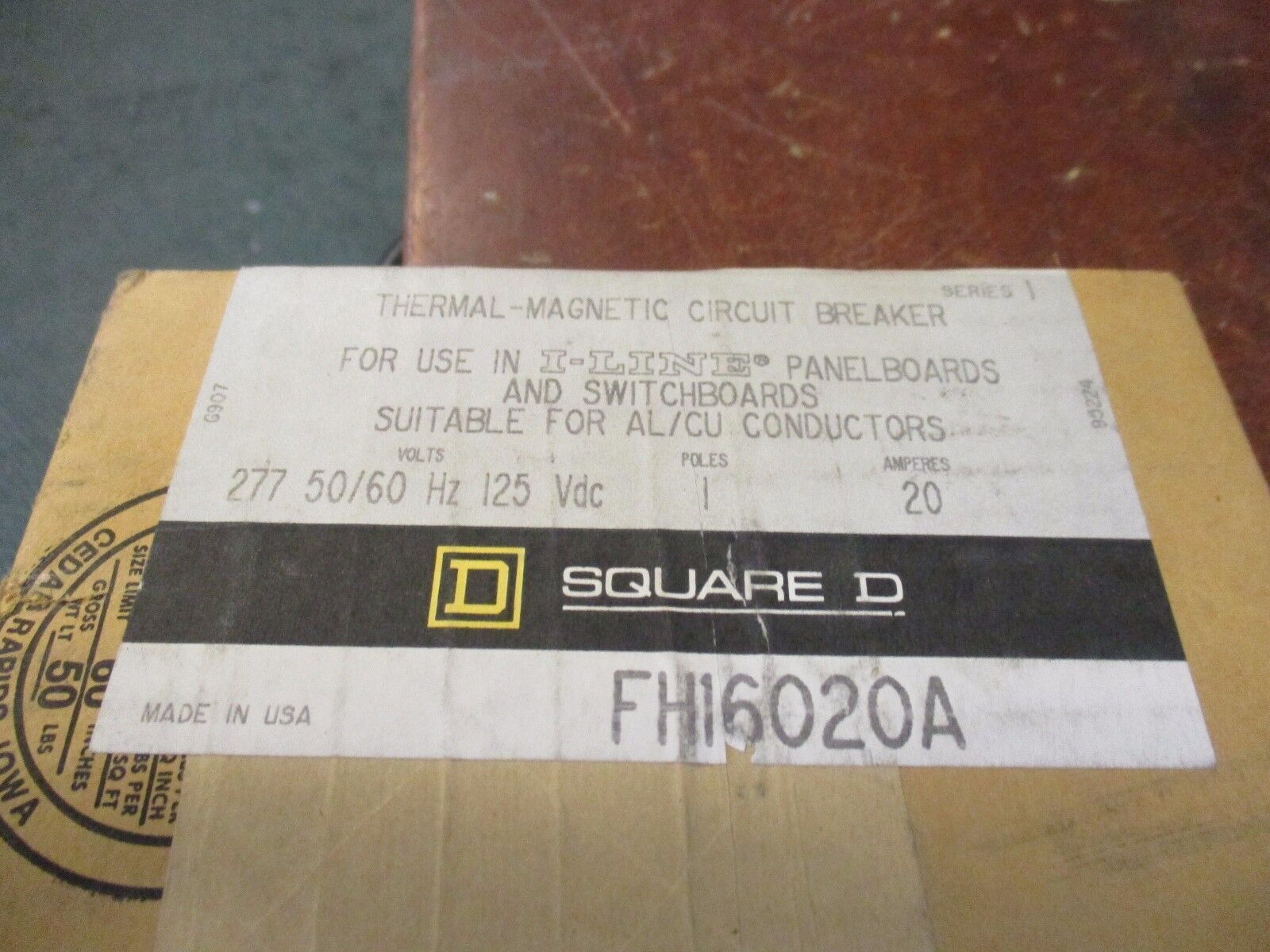 Square D Circuit Breaker FH16020A 20A 277V 1P New Surplus