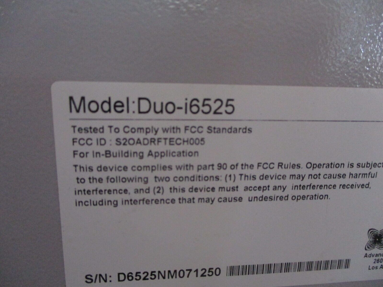 Advanced RF Technologies Cellular Repeater DUO-i6525 Used