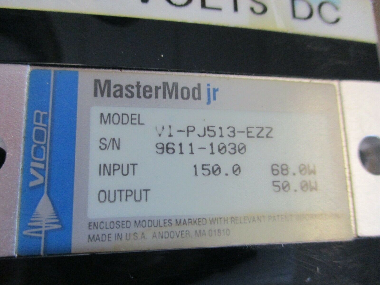 Vicor MasterMod jr Module V1-PJ513-EZZ Input: 68W Output: 50W Used