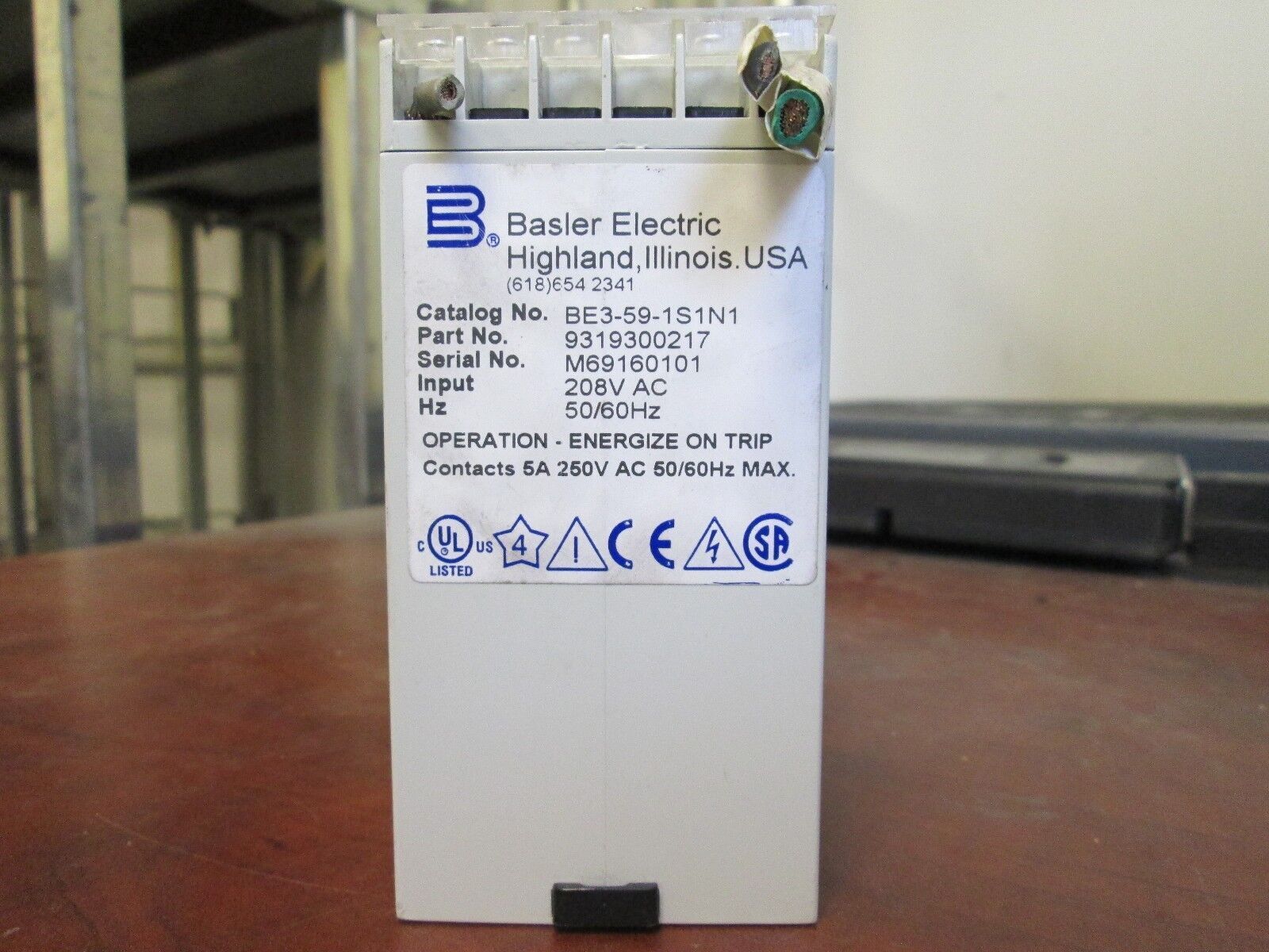 Basler Electric Phase Balance Relay BE3-59-1S1N1 208V AC 50/60Hz Used