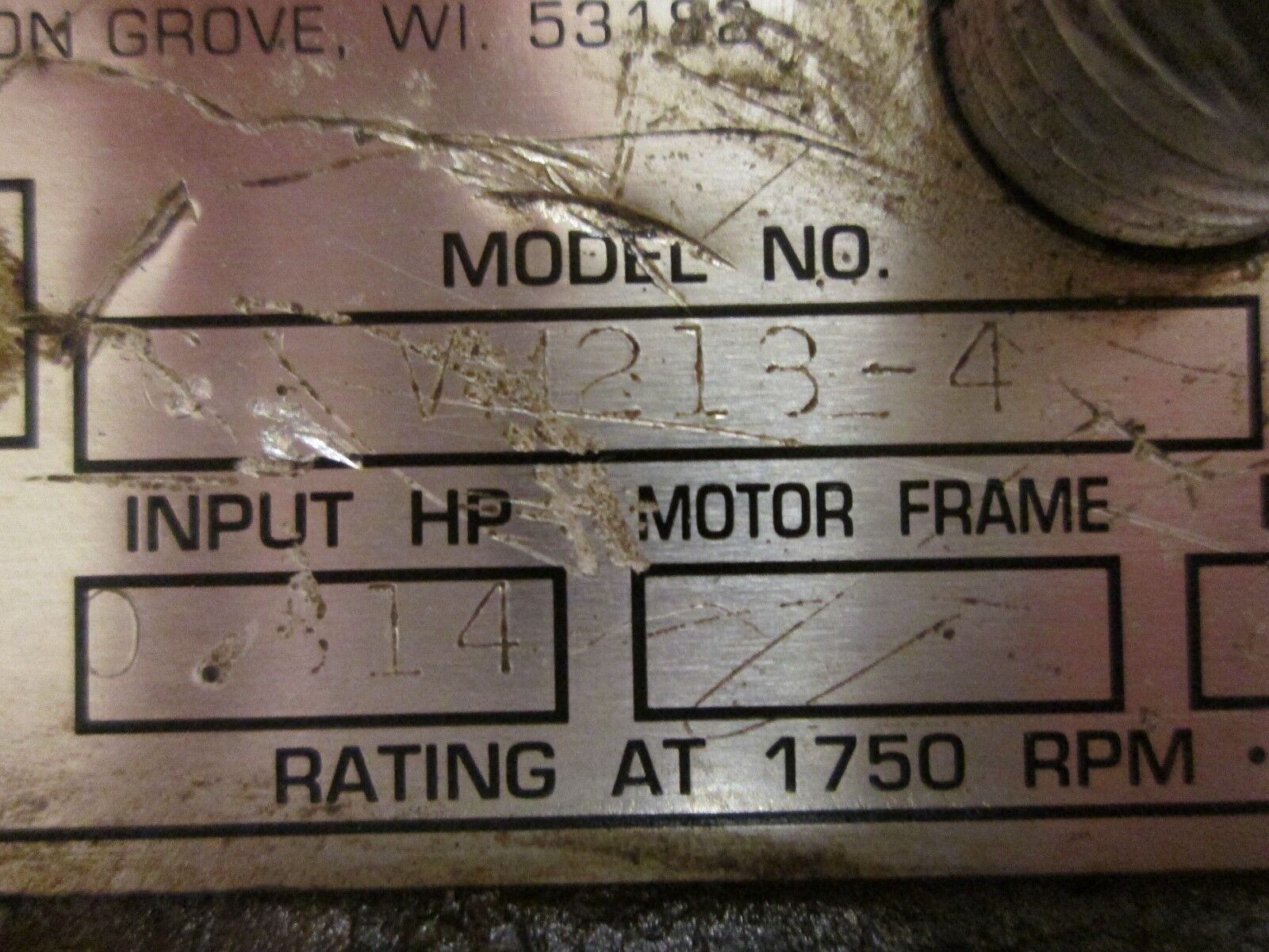Grove Gear Flexaline Reducer VH218-4 Ratio 20:1 Used