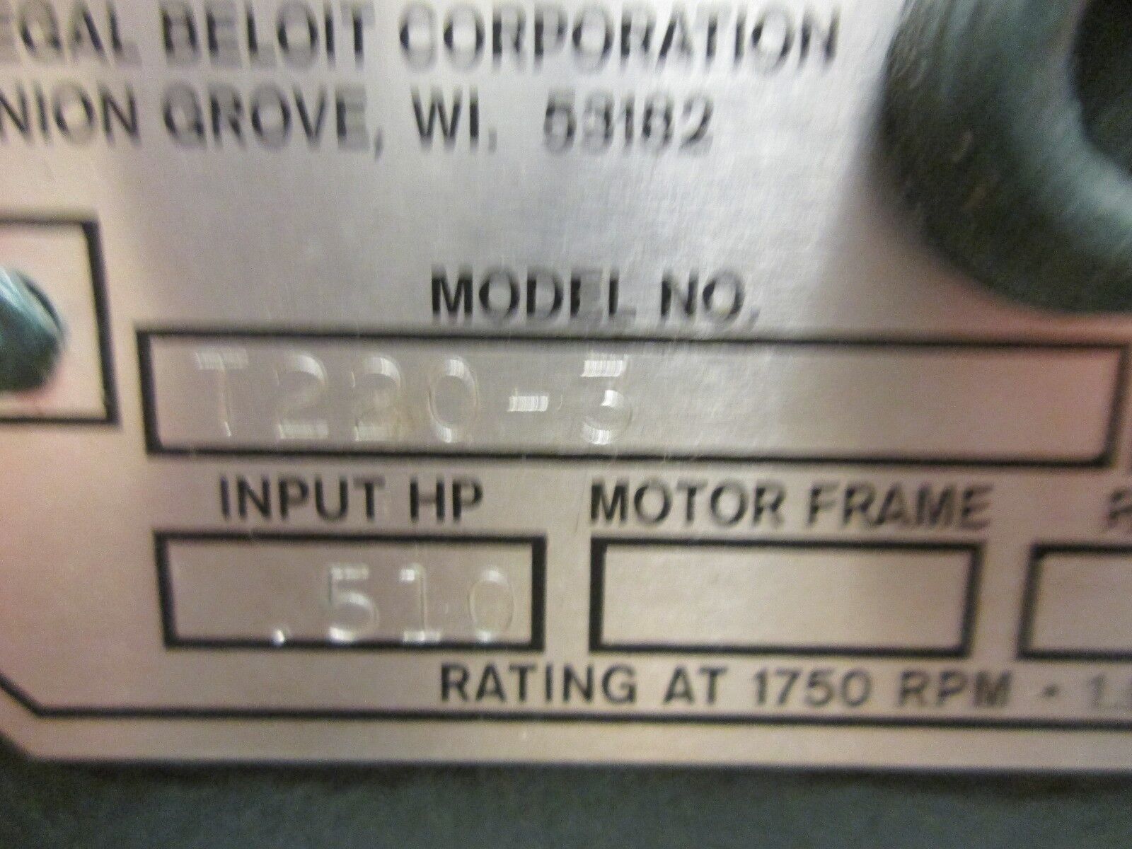 Grove Gear Flexaline Reducer 1220-3 Ratio 5:1 0.510 HP IN New Surplus