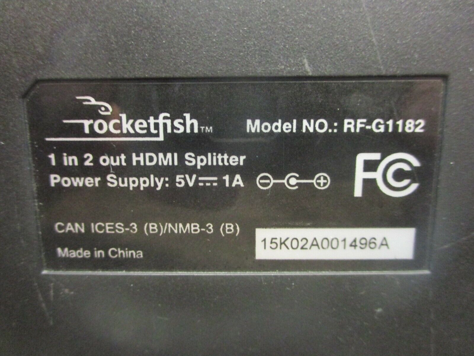 Rocketfish HDMI Splitter RF-G1182 1 In 2 Out Power: 5V, 1A Used
