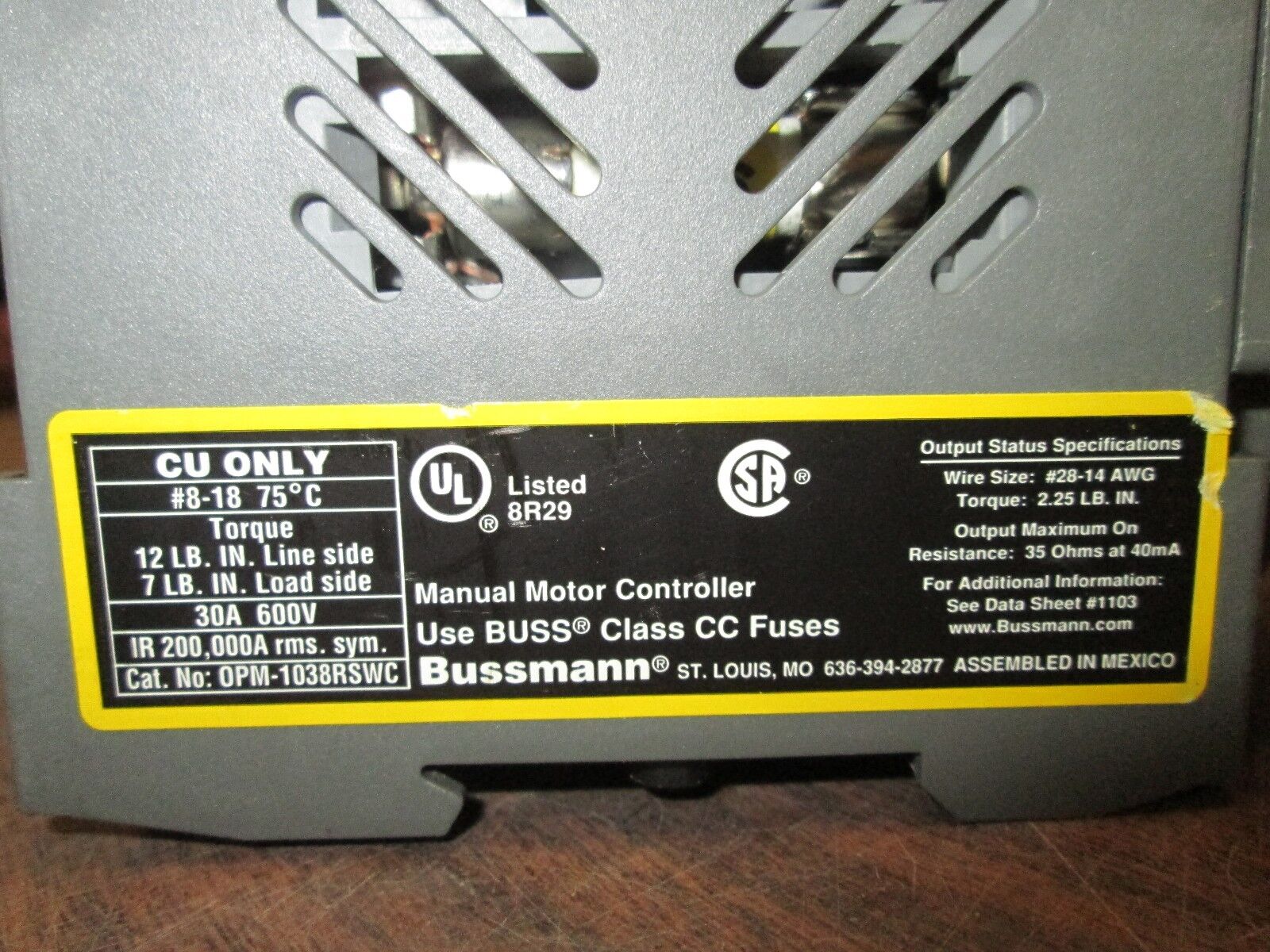Bussmann Optima Fuse Holder OPM-1038R 30A 600V Used
