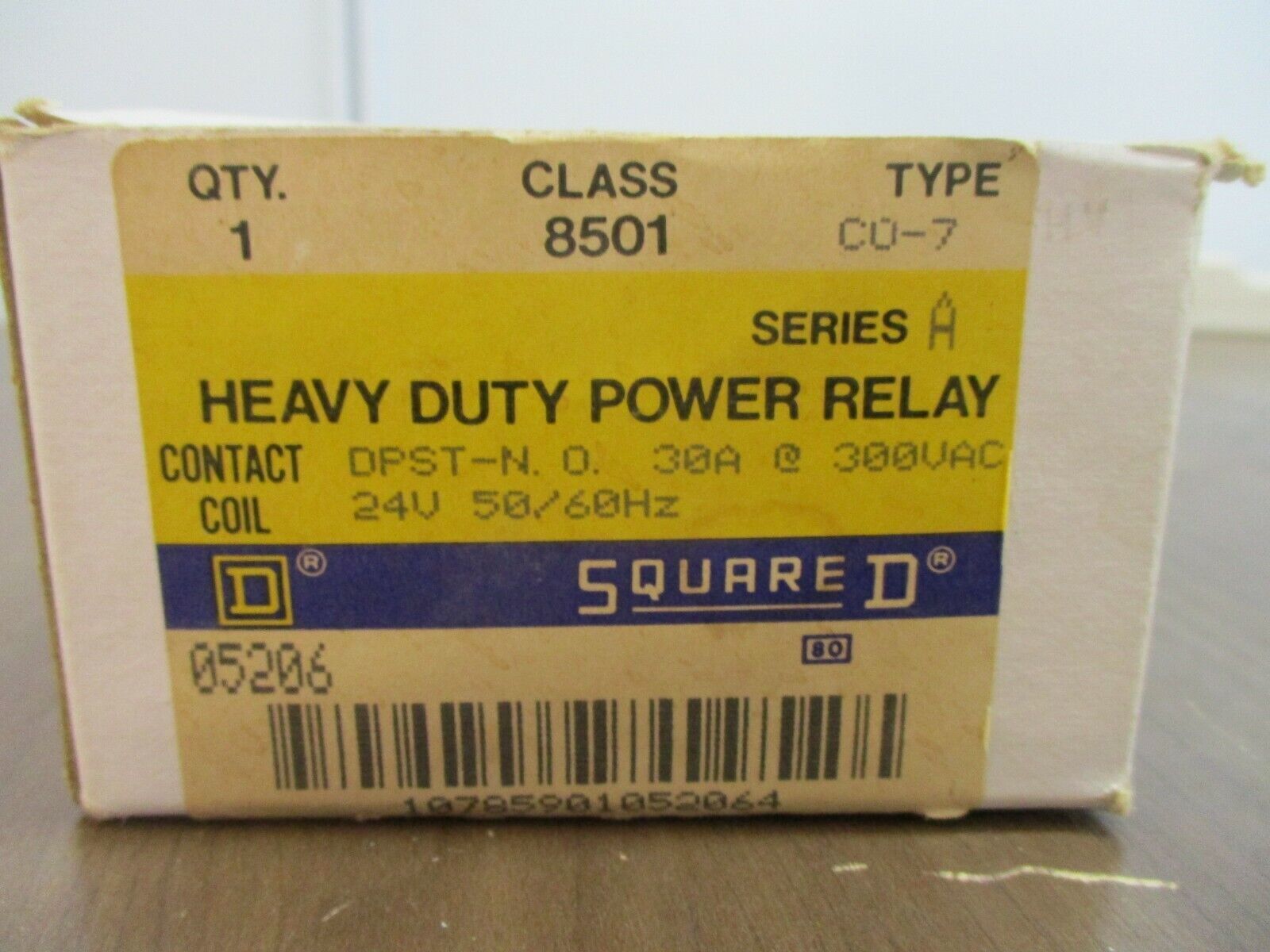 Square D Power Relay 8501 CO-7 Ser. A 24V Coil 30A 300V New Surplus