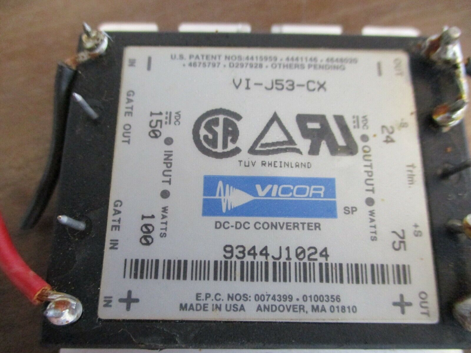 Vicor DC-DC Converter VI-J53-CX Input: 150VDC 100W Output: 24VDC 75W Used