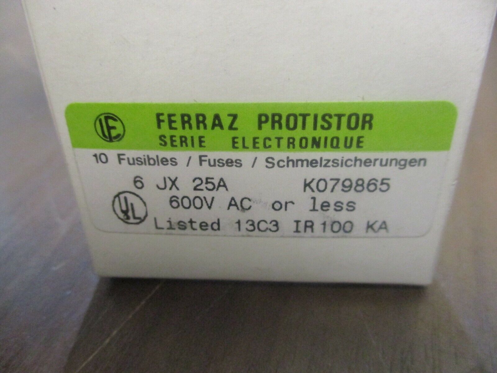 Ferraz Protistor Fuse K079865 25A 600V *Box of 10* New Surplus