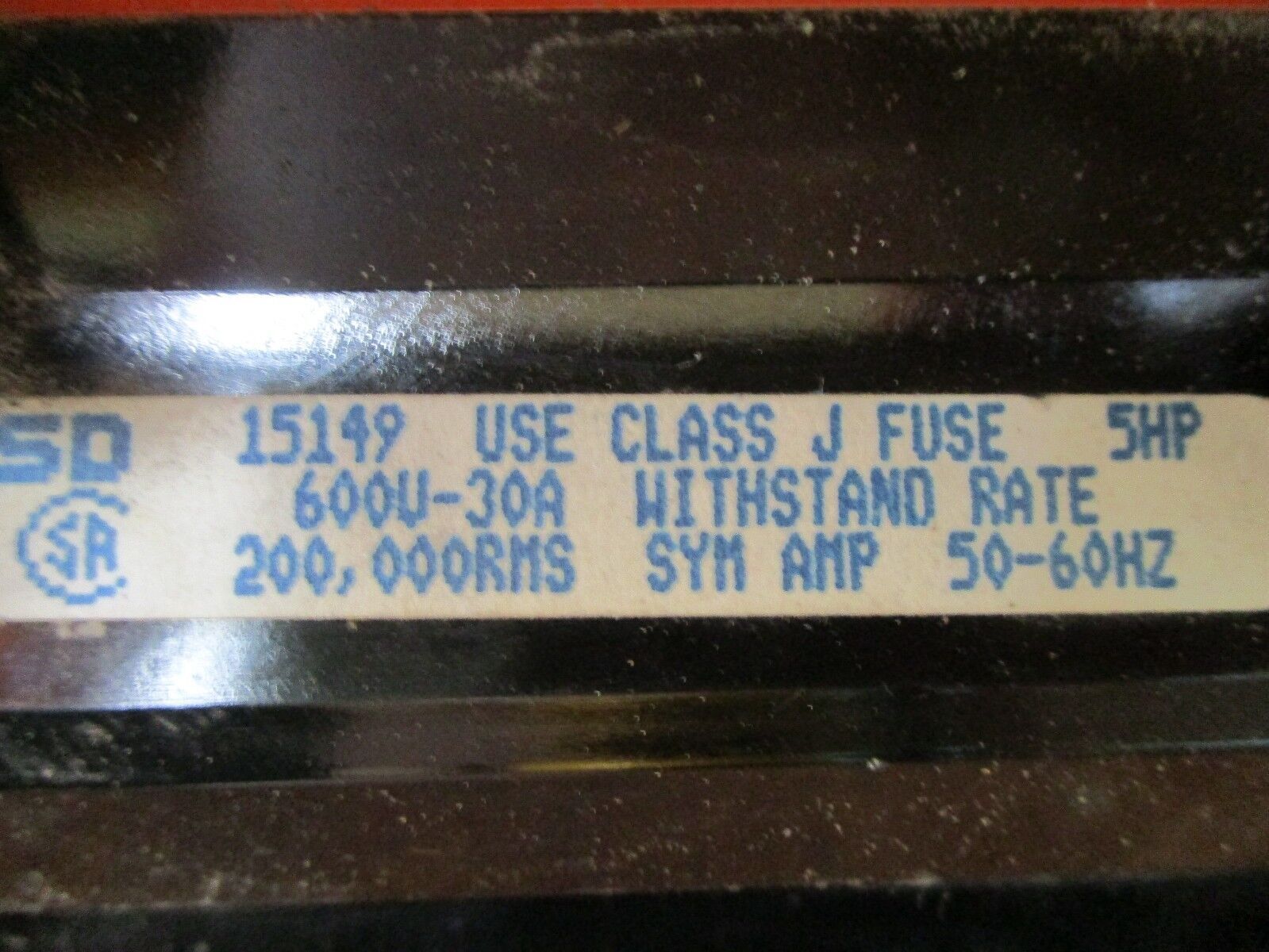 USD Pullout Switch w/ Fuses 15149 30 A 600 V J Fuses 2 Pole Used