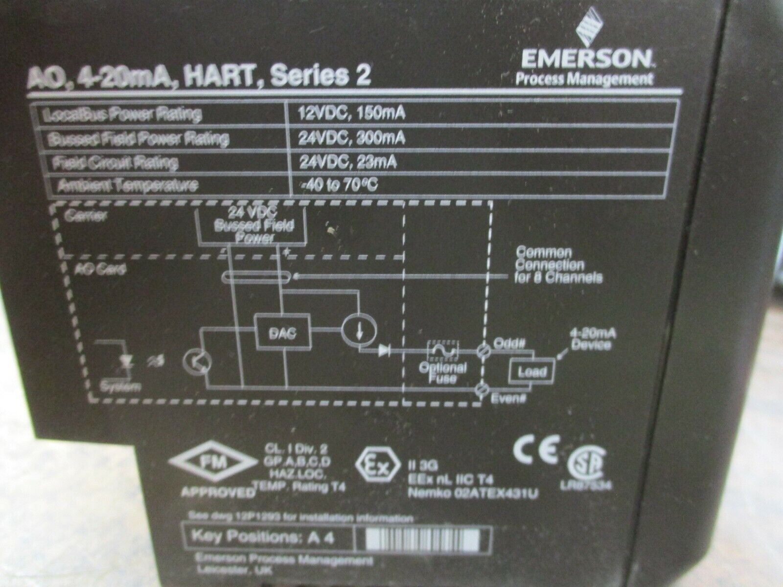 Emerson KJ3221X1-BA1 Analog Output Module 12P2531X122 Rev R Series 2 4-20mA Used
