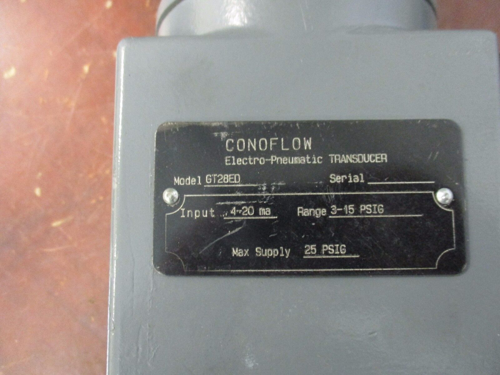 Conoflow Electro-Pneumatic Transducer GT28ED Input:4-20 ma Range: 3-15 PSIG Used