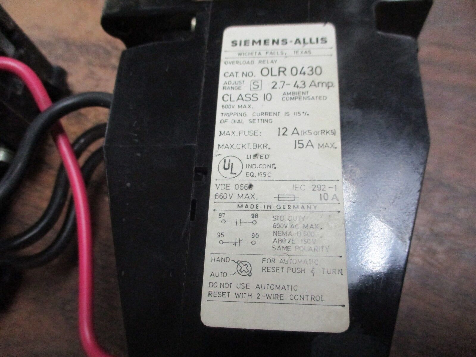 Siemens Contactor CXL10*3 OLR 0430 120V Coil 27A 600V Used