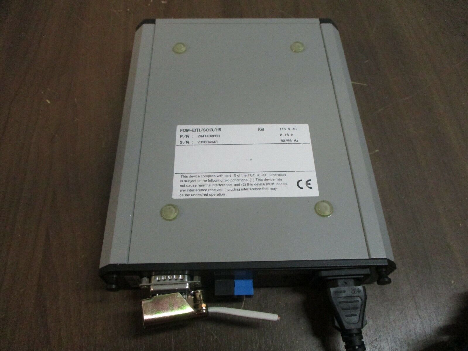 RAD FOM-E1T1/SC13/115 Fiber Optic Modem 2841430000 115V 0.15A 50/60Hz Used