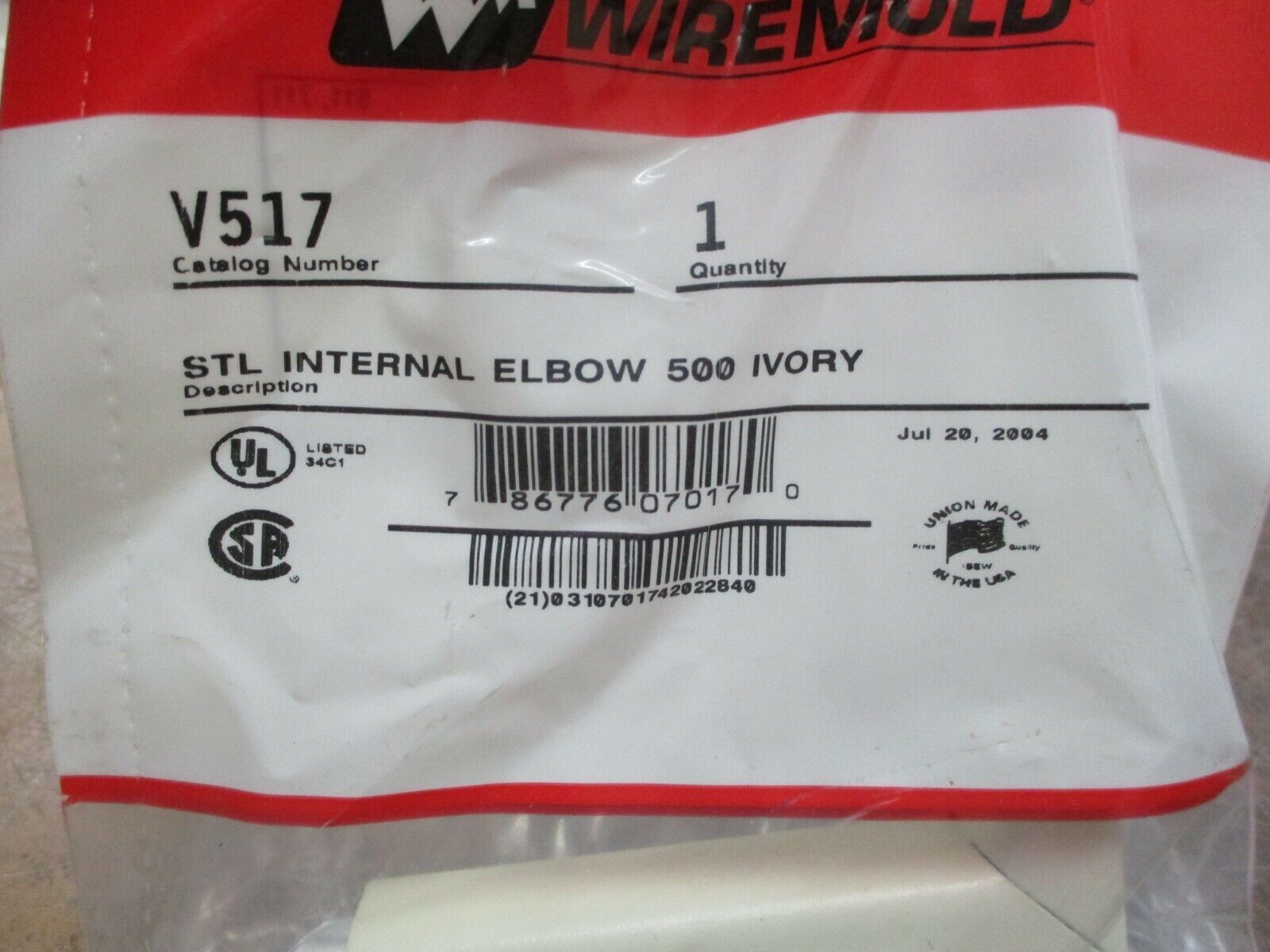 Wiremold Internal Elbow V517 Ivory *Lot of 9* New Surplus