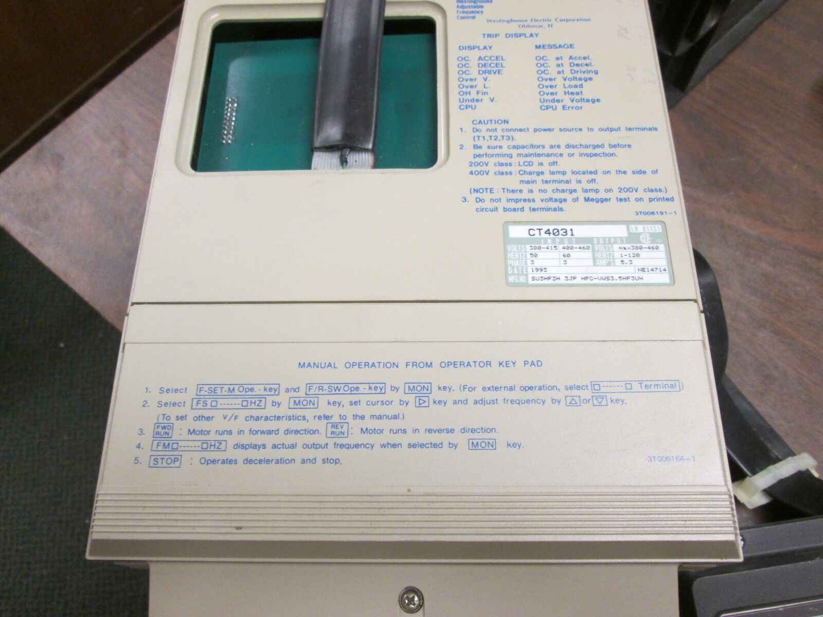 Westinghouse Accutrol 110 AC Drive CT4031 3HP 3Ph Used