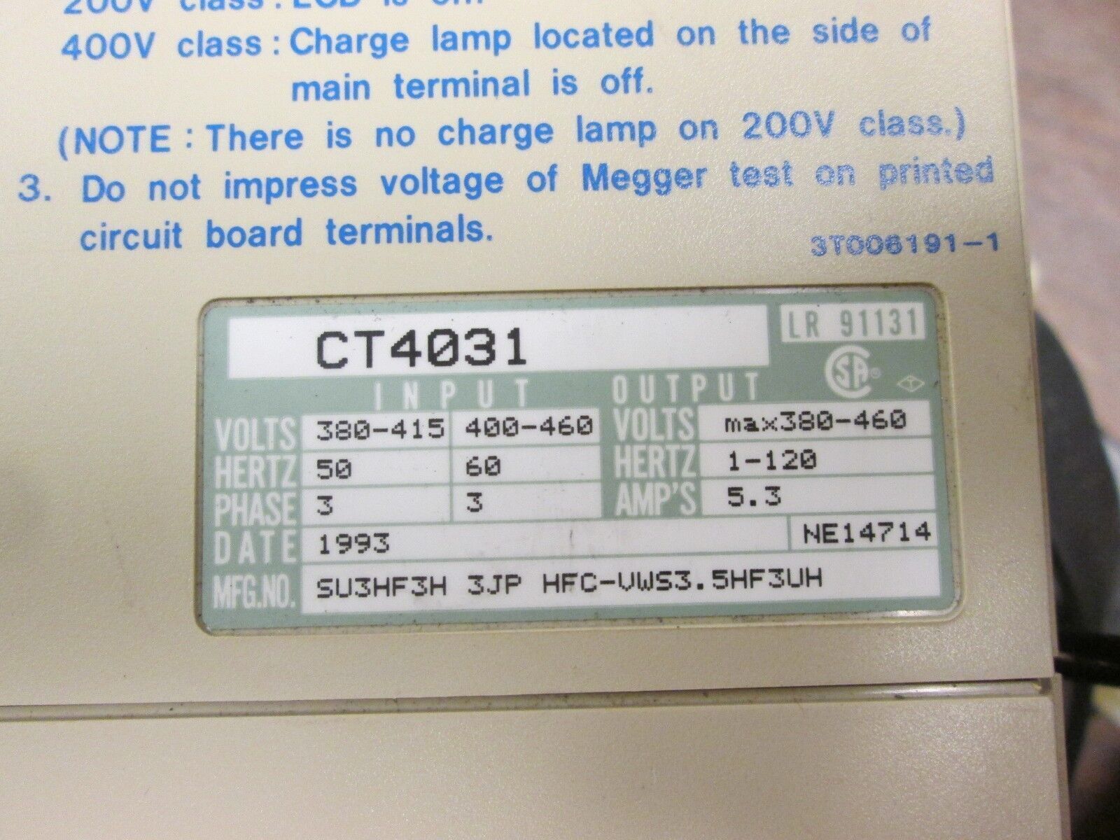 Westinghouse Accutrol 110 AC Drive CT4031 3HP 3Ph Used