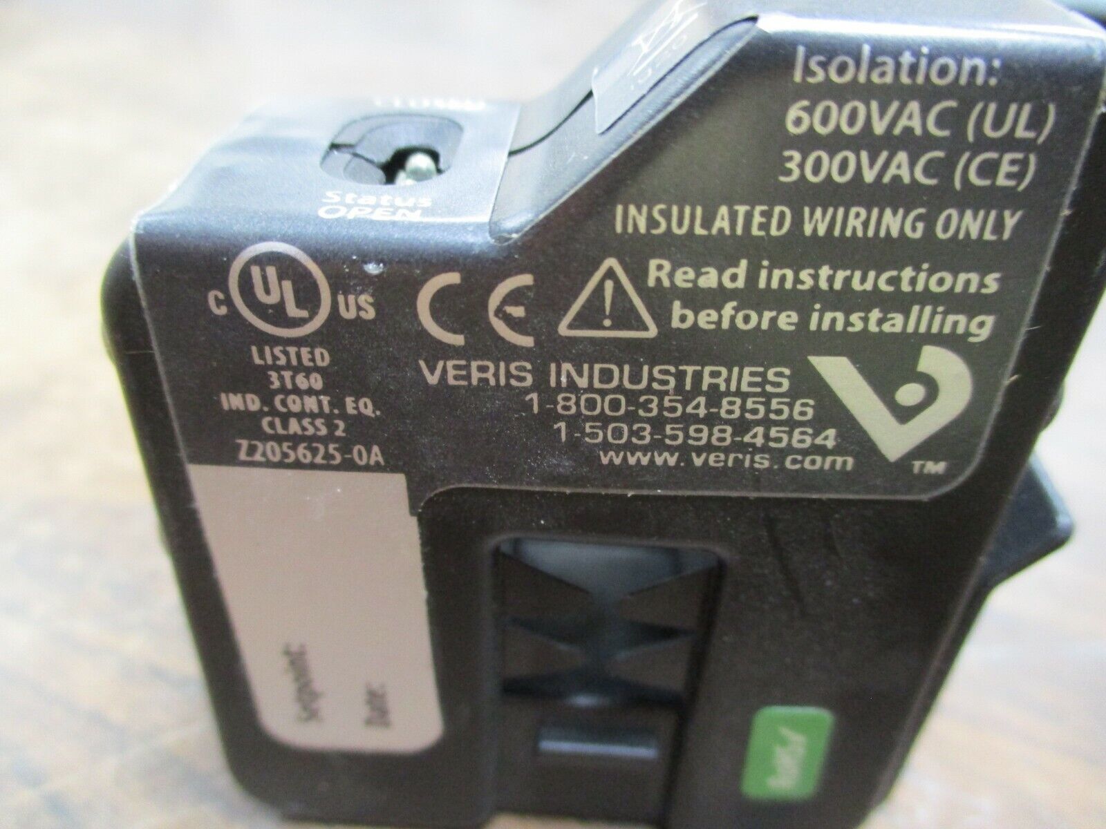 Veris Hawkeye 608 Digital Adj. Current Switch Z205625-0A 175A 600V Used