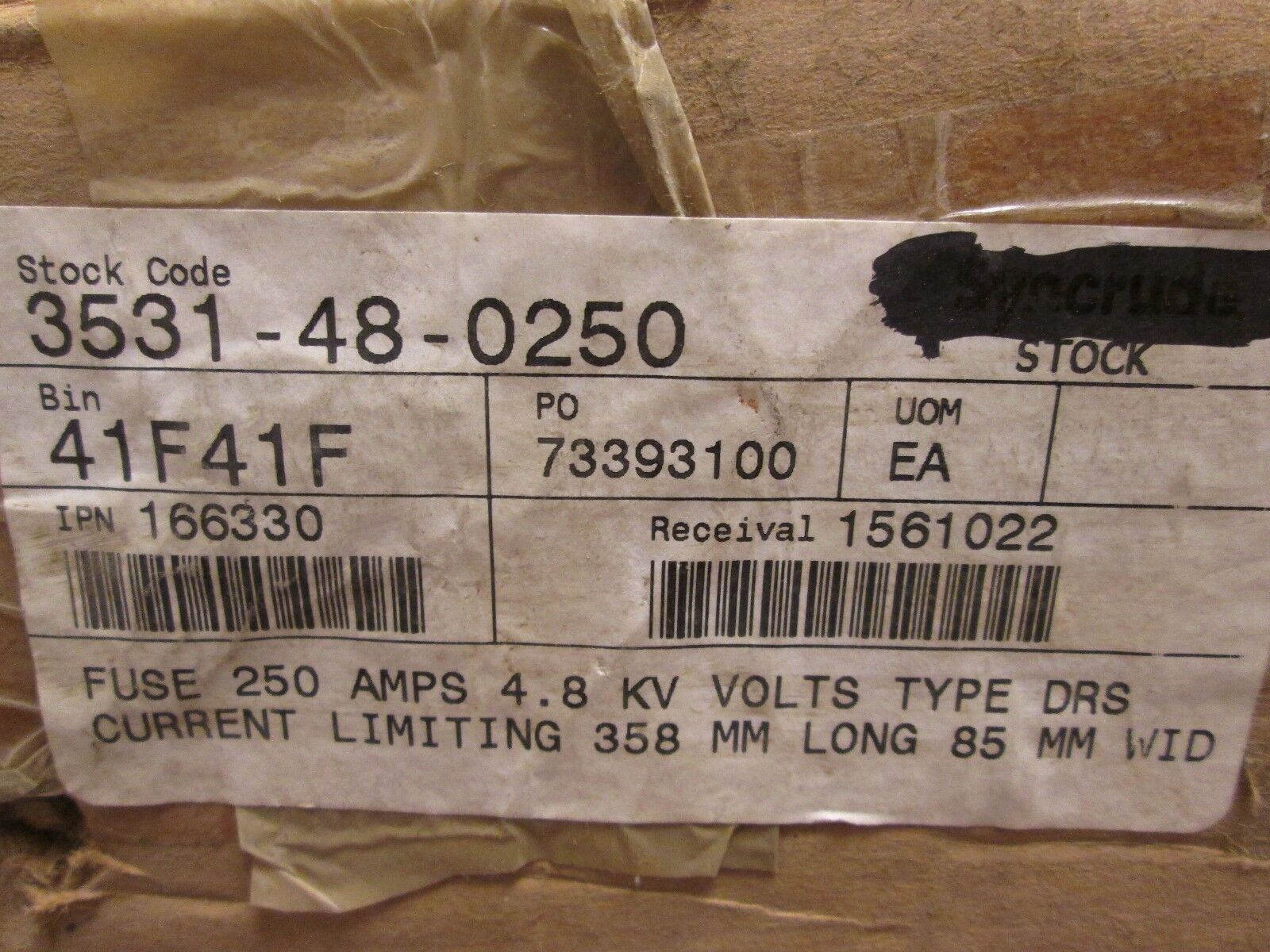Driwisa High-Voltage Fuse DRS 04/250-B2 4.8KV 250A New Surplus