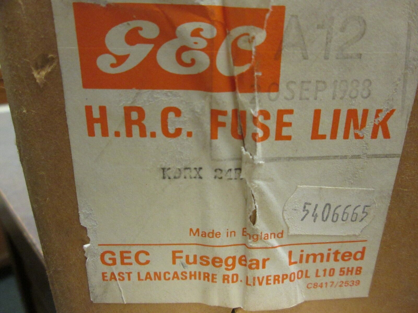 GEC High Voltage HRC Fuse KDRX 24R 5.5KV 350A New Surplus
