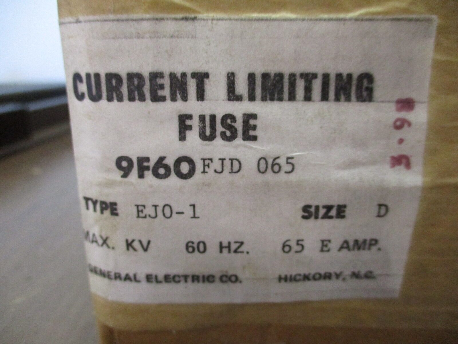 GE Type EJ0-1 Fuse 9F60FJD065 65E 5.5kV 60Hz New Surplus