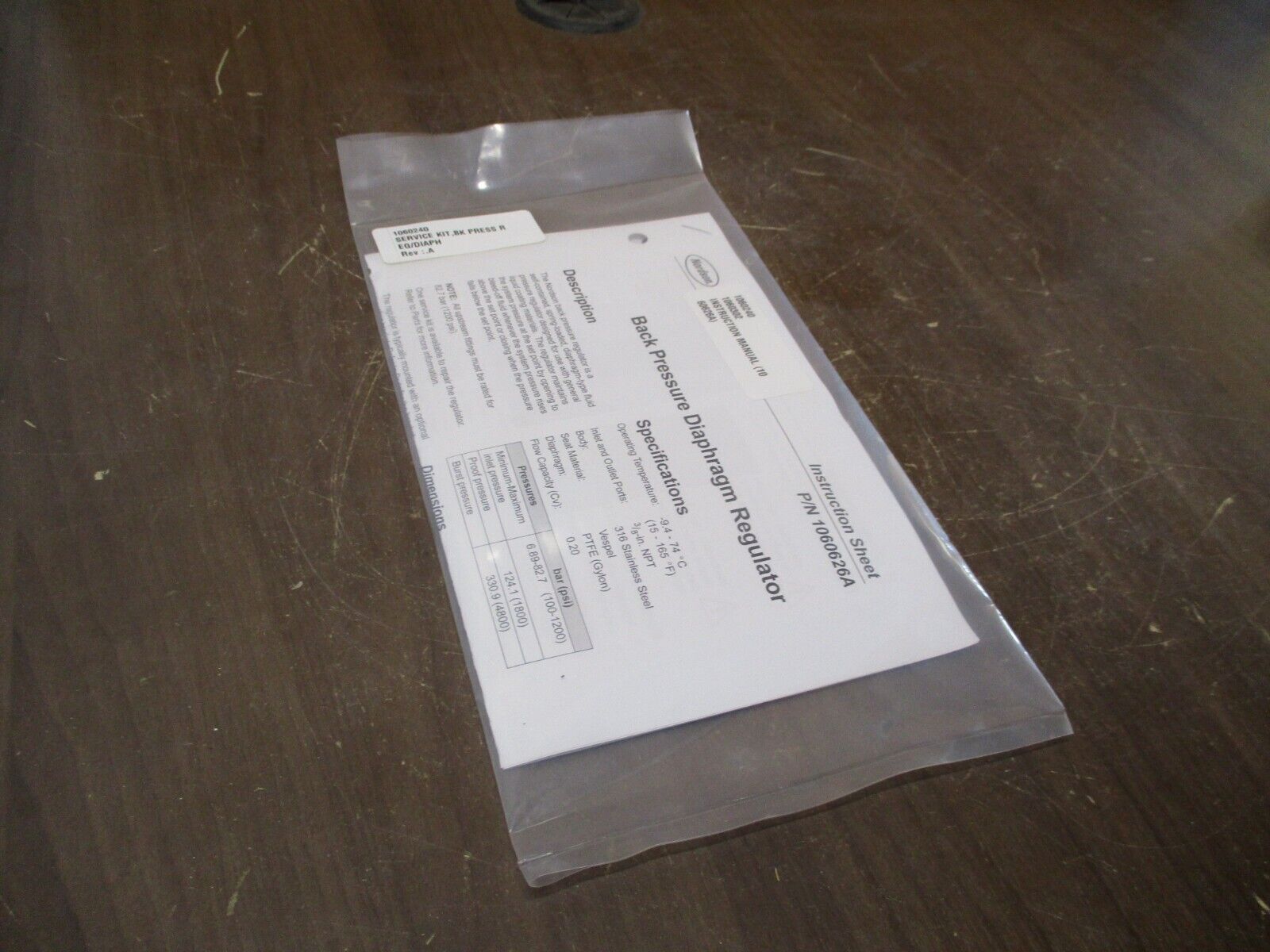 Nordson Back Pressure Regulator Service Kit 1060240 Rev. A New Surplus
