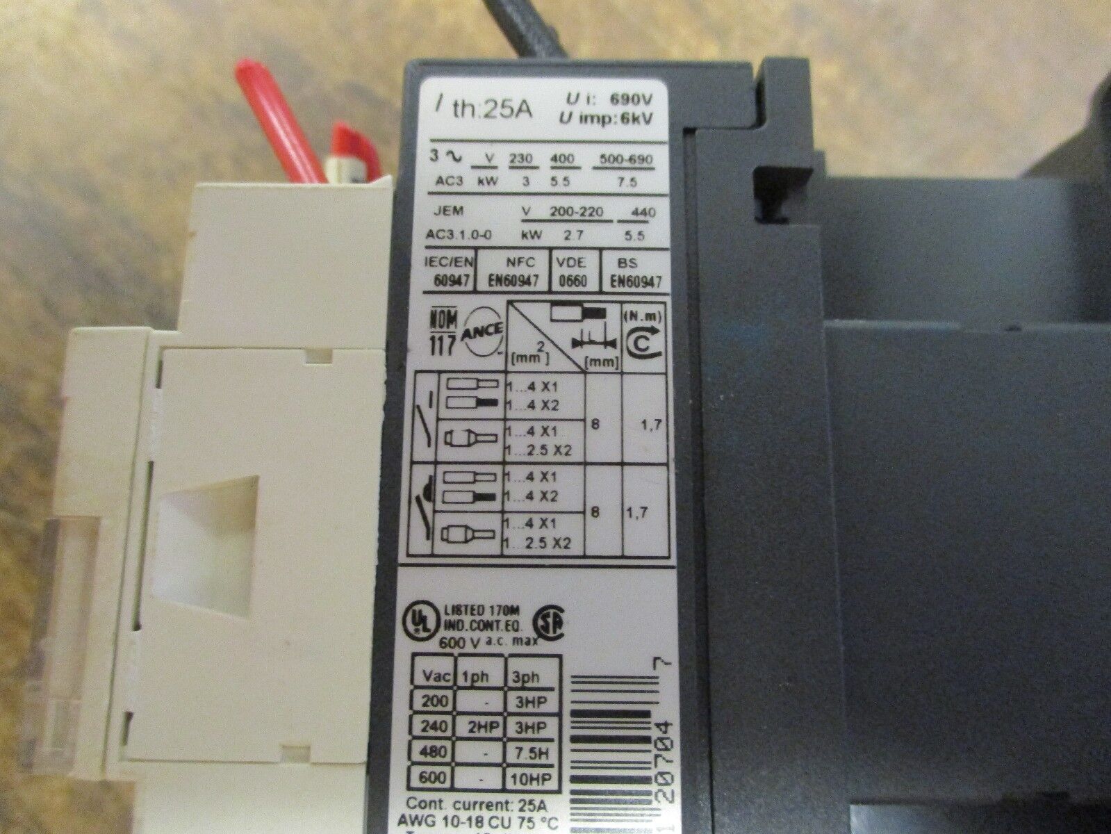 Telemecanique Starter LC1 D12/LRD 08 120V Coil 25A 600V Trip:2.5-4A Used