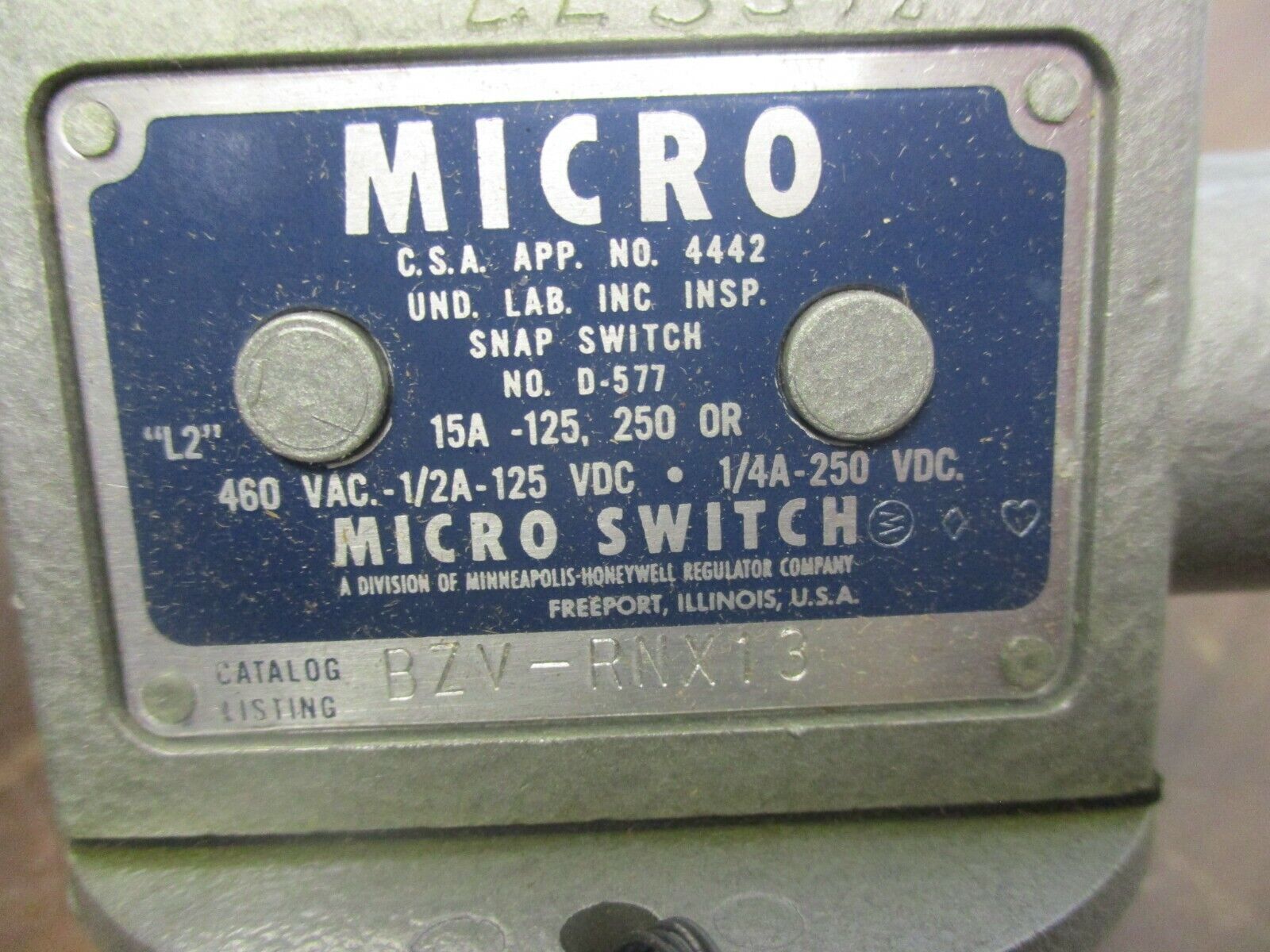 Honeywell Micro Switch Limit Switch BZV-RNX13 New Surplus
