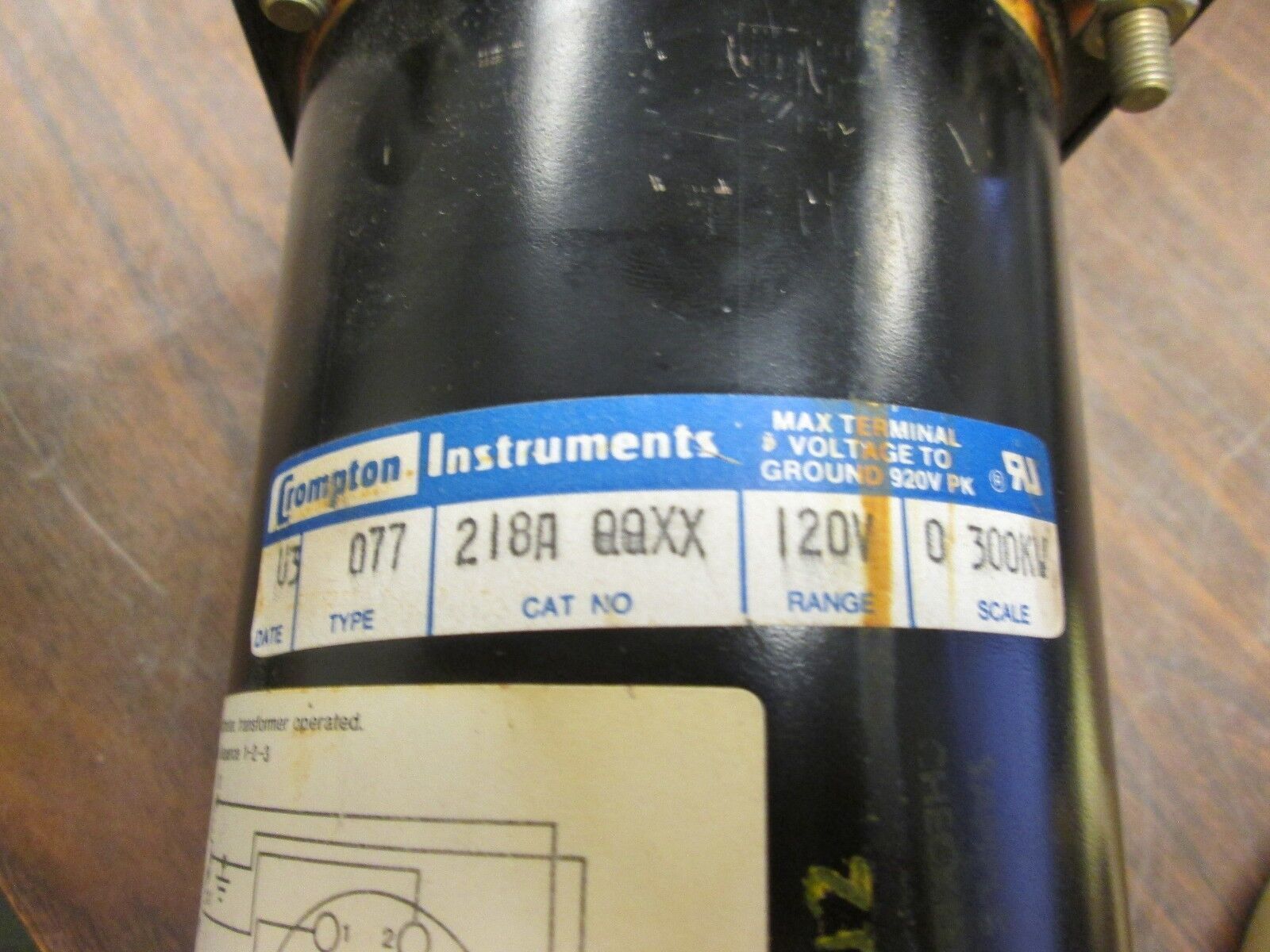 Crompton Kilowatt Meter 218A QQXX 120V Range: 0-300 KW Used