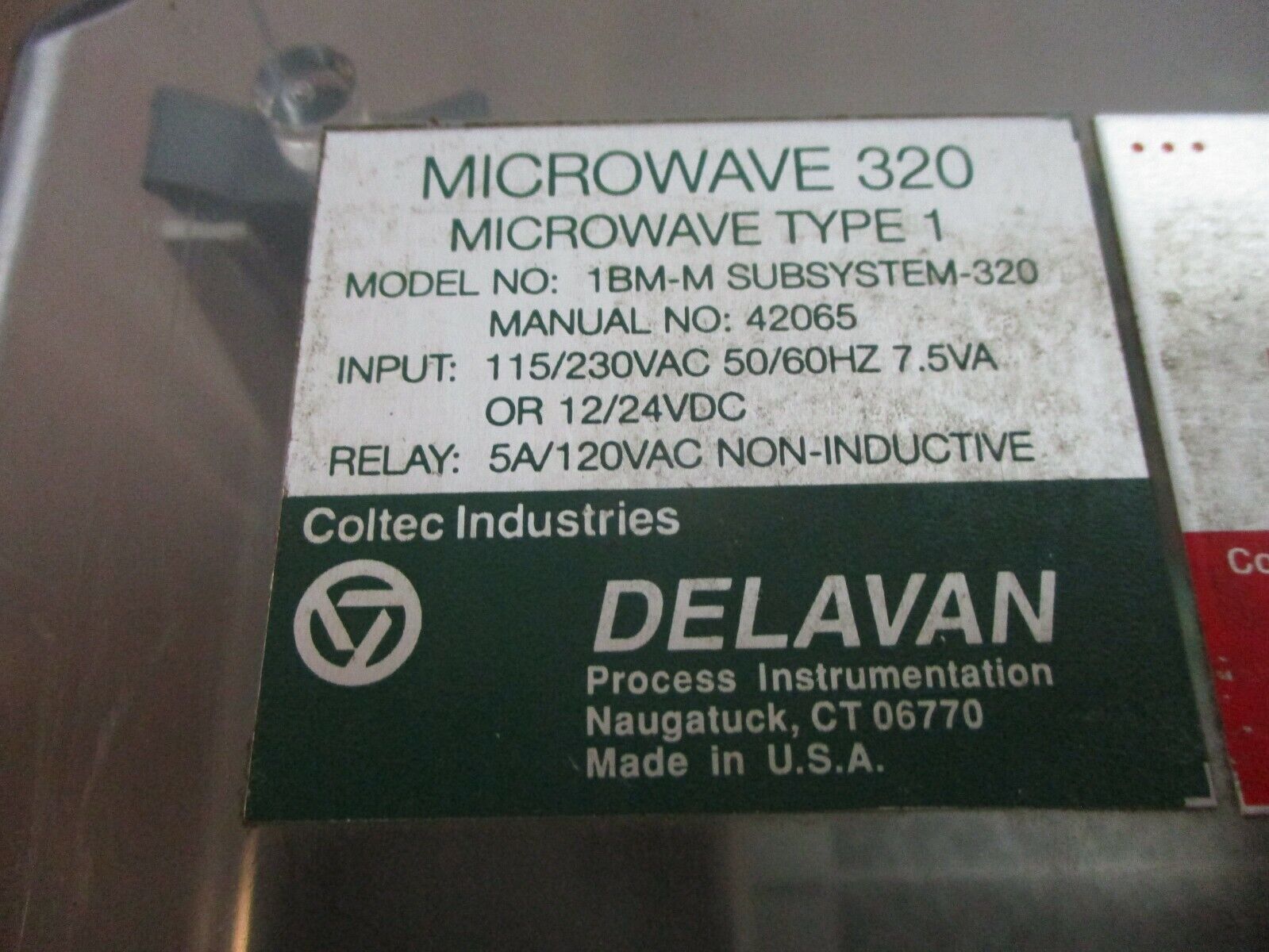 Delavan Microwave 320 Position Level Control 1BM-M SUBSYSTEM-320 Used