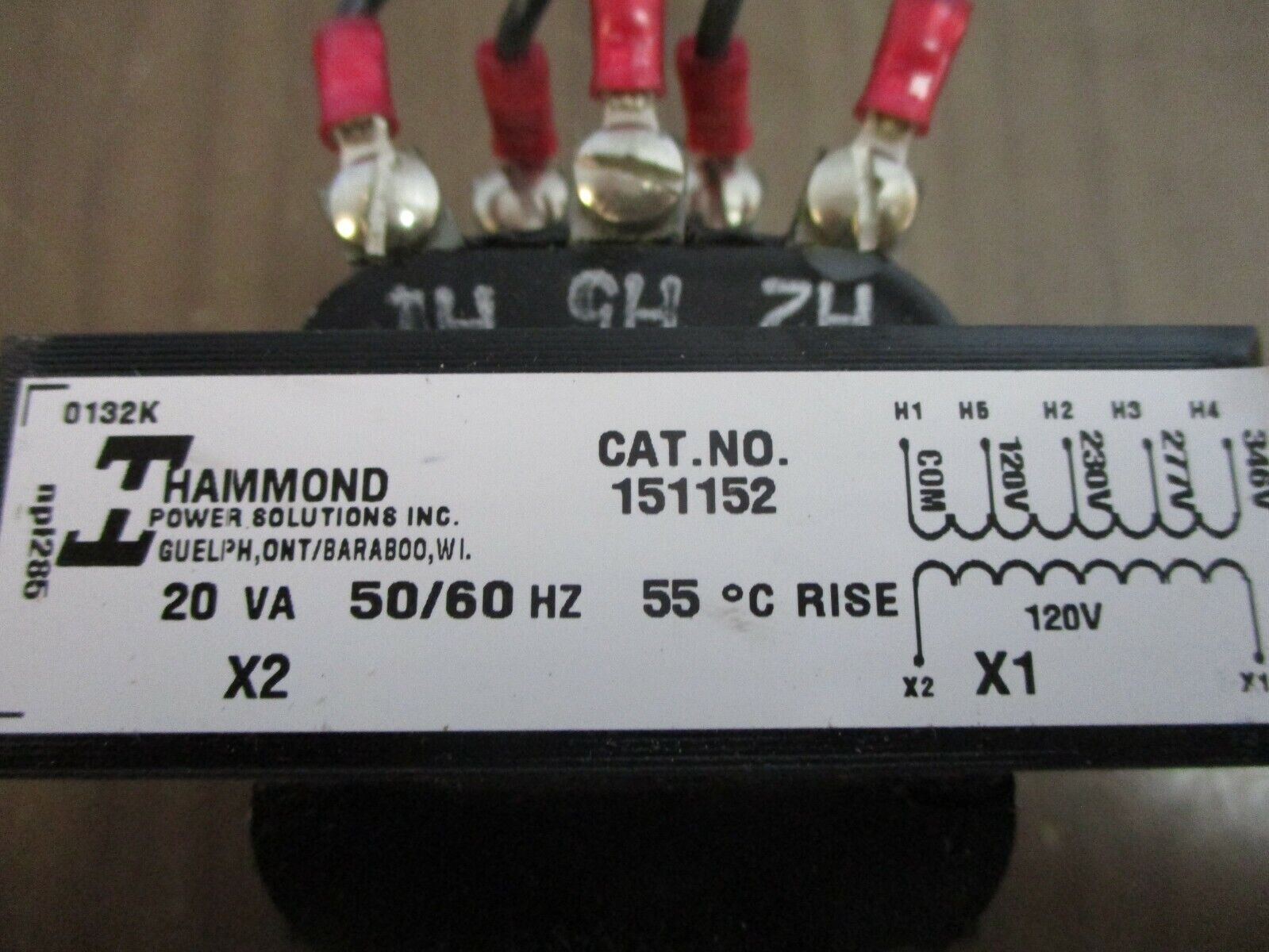 Hammond Transformer 151152 20VA Pri: 120/230/277/346V Sec: 120V 50/60Hz Used