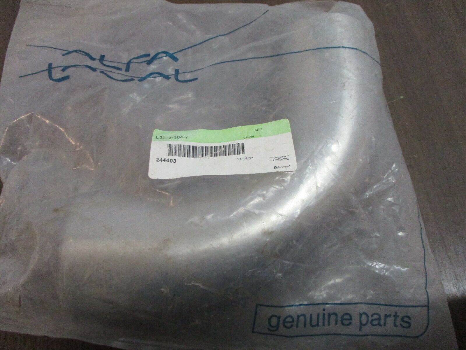 Alfa Laval Stainless Steel 90° Elbow L2S-3-304-7 New Surplus