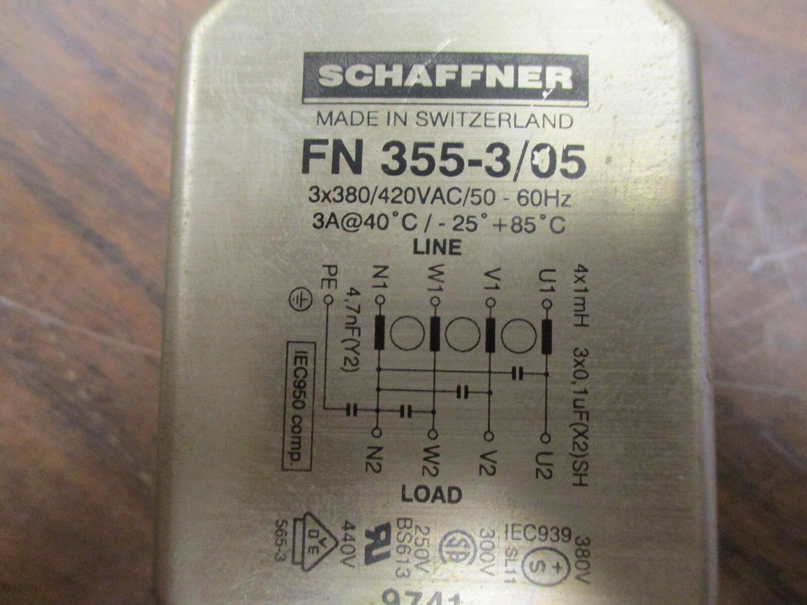 Schaffner Power Line Filter FN 355-3/05 3x380/420V 50-60Hz 3A Used