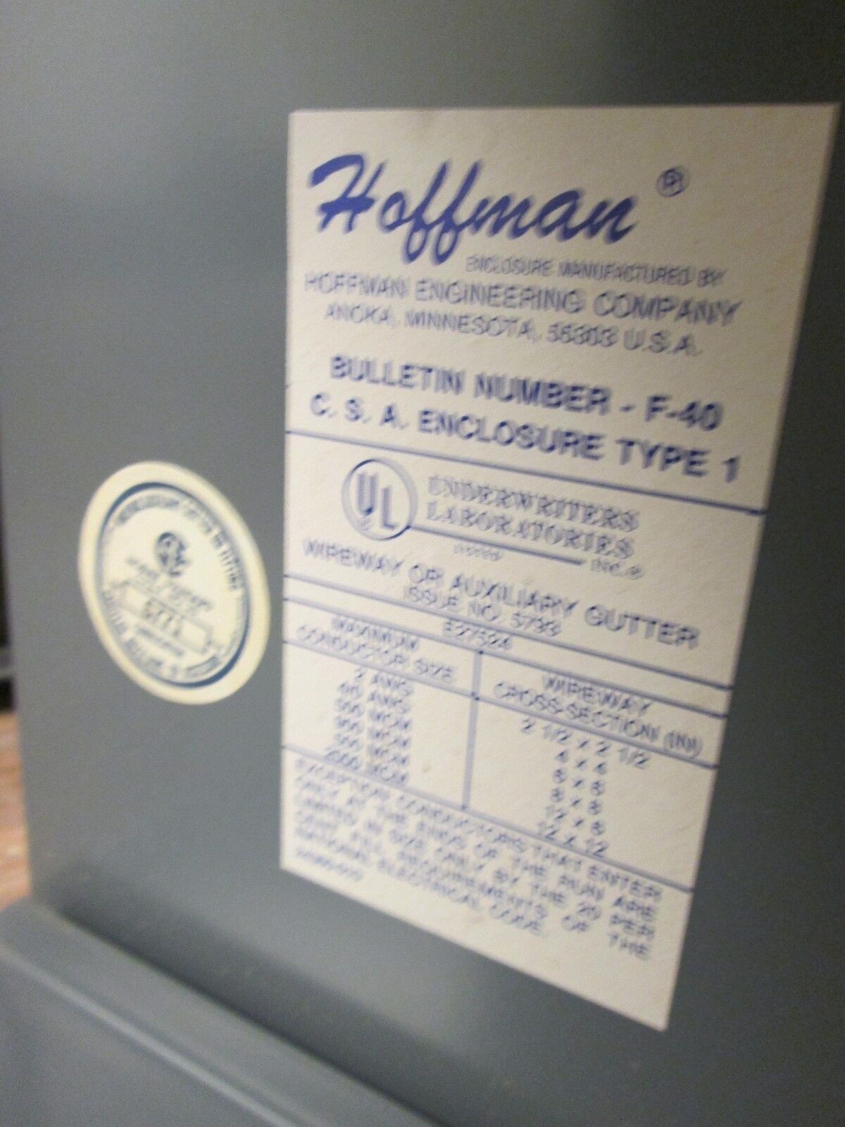 Hoffman Wireway F-40 8"x8"x15" New Surplus - No Box