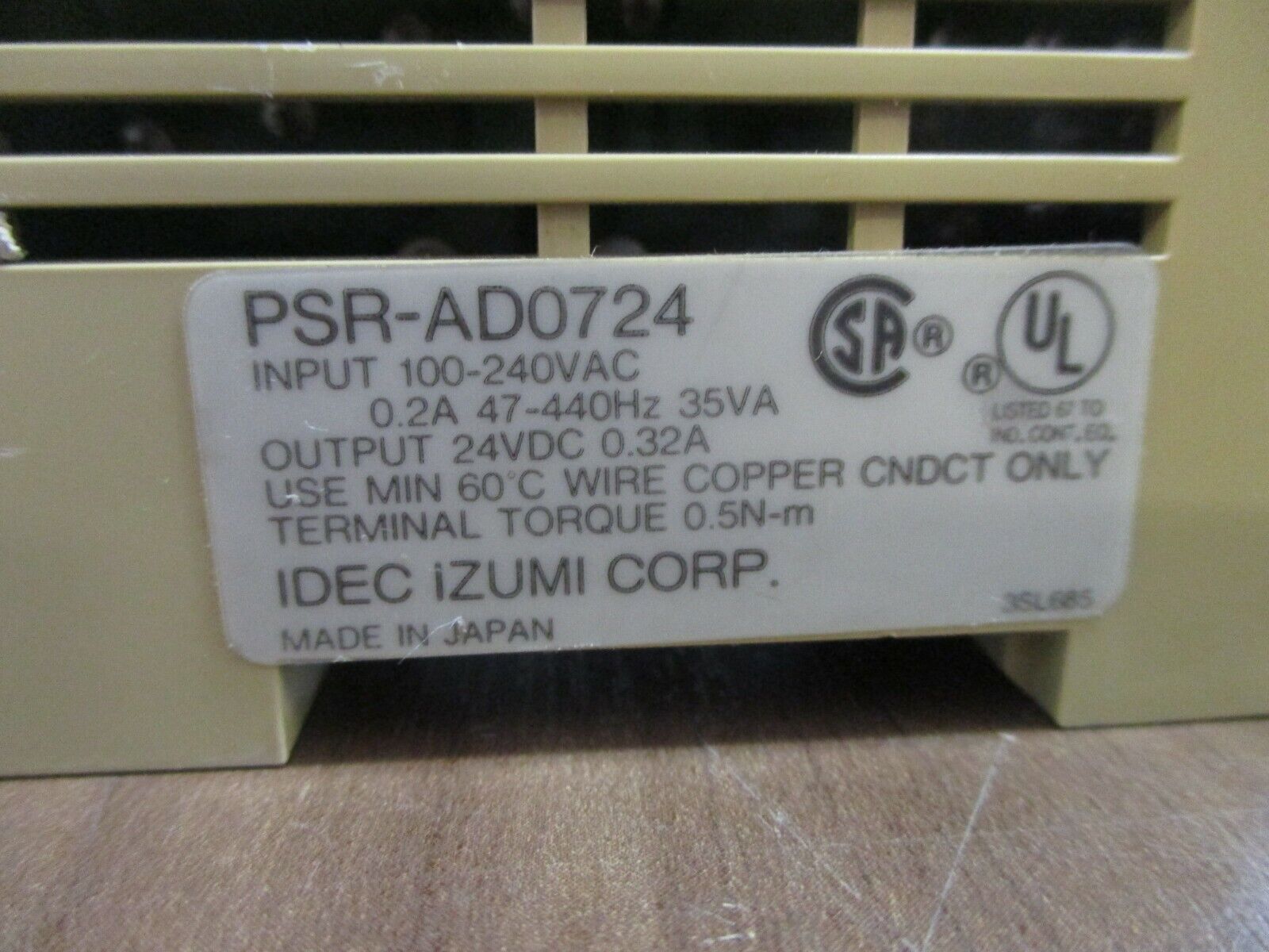 Idec Power Supply PSR-AD0724 Input Output Used