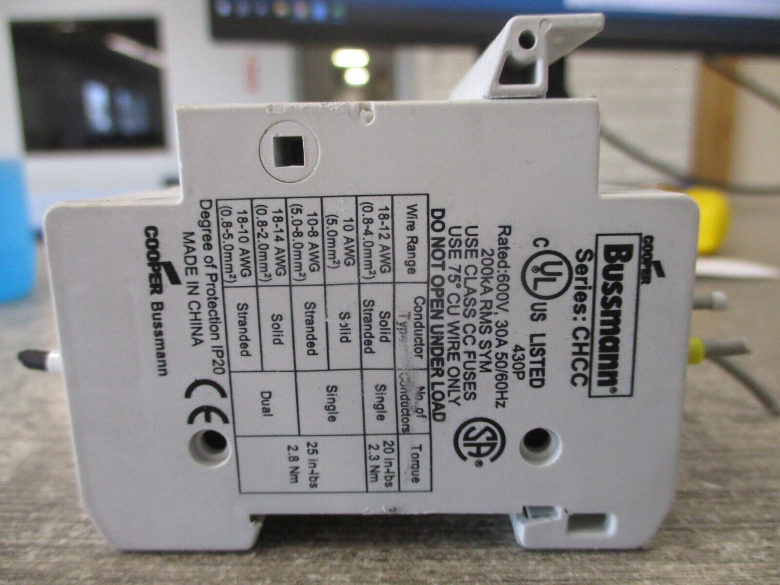 Cooper Bussmann Fuseholder CHCC2 30A 600V 2P *Lot of 2* Used