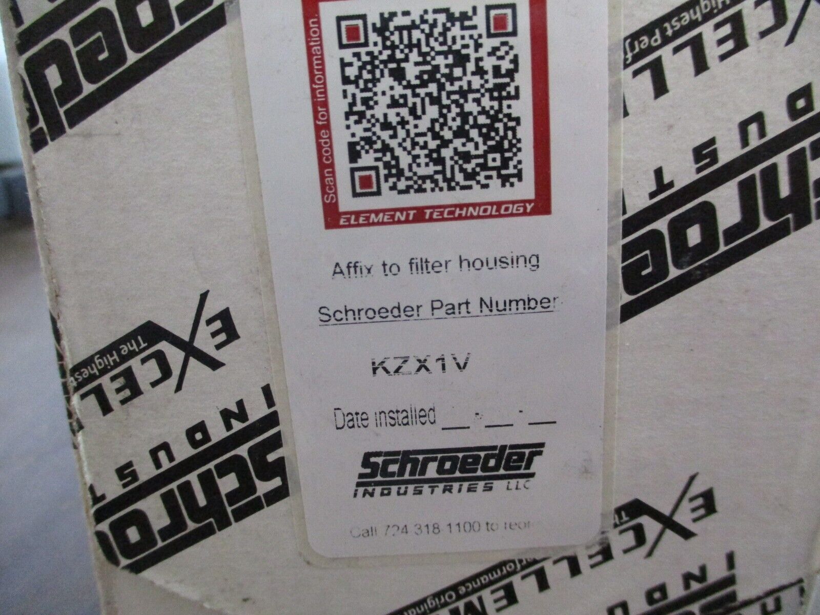 Schroeder Filter Element KZX1V New Surplus