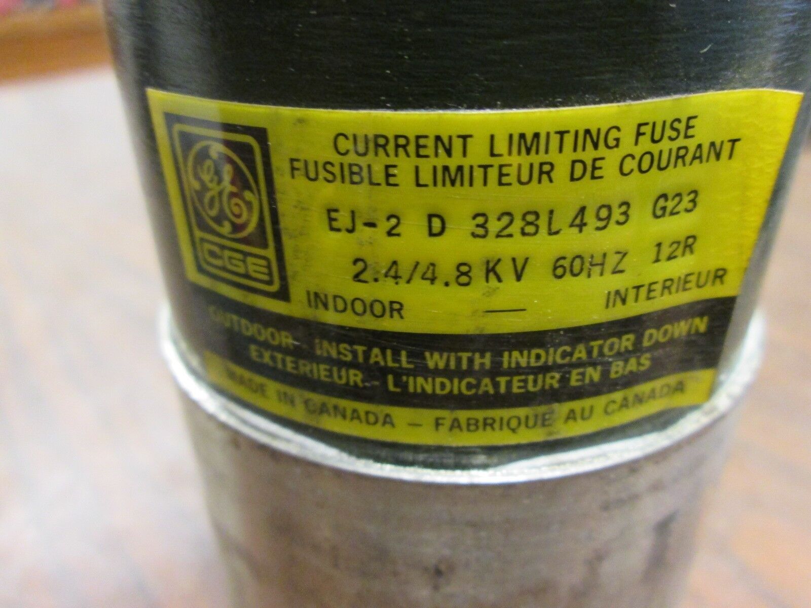 CGE EJ-2D Medium Voltage Fuse 328L493 G23 2.4/4.8KV 12R Used