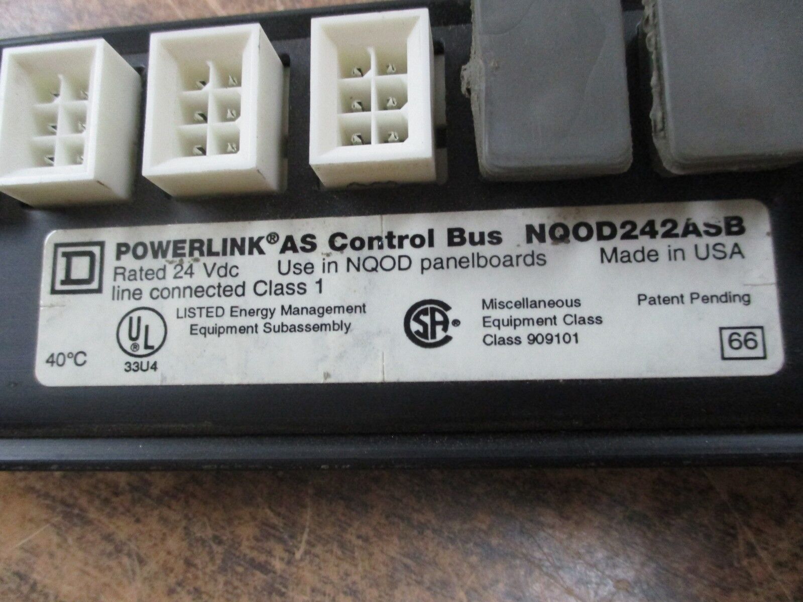 Square D Powerlink AS Control Bus NQOD242ASB 24VDC Use In NQOD Panelboards Used