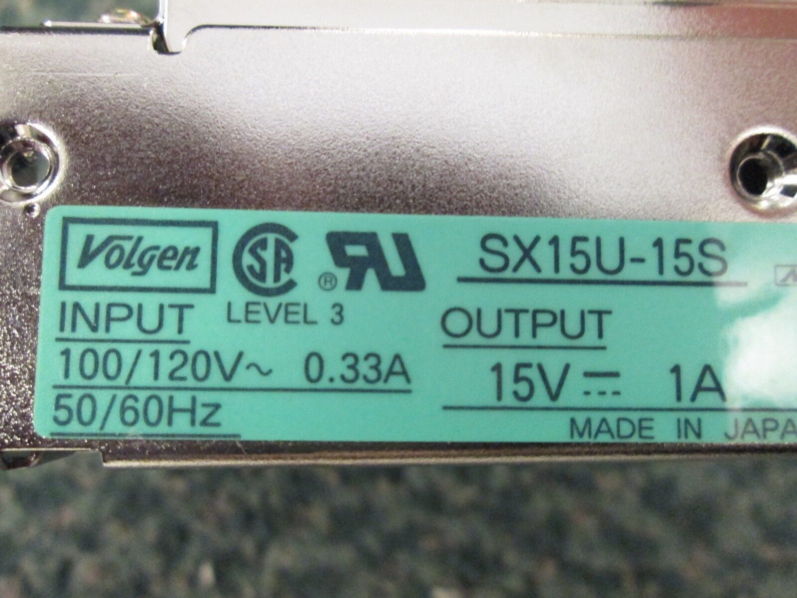 Volgen Switching Power Supply SX15U-15S 15VDC 1A New Surplus