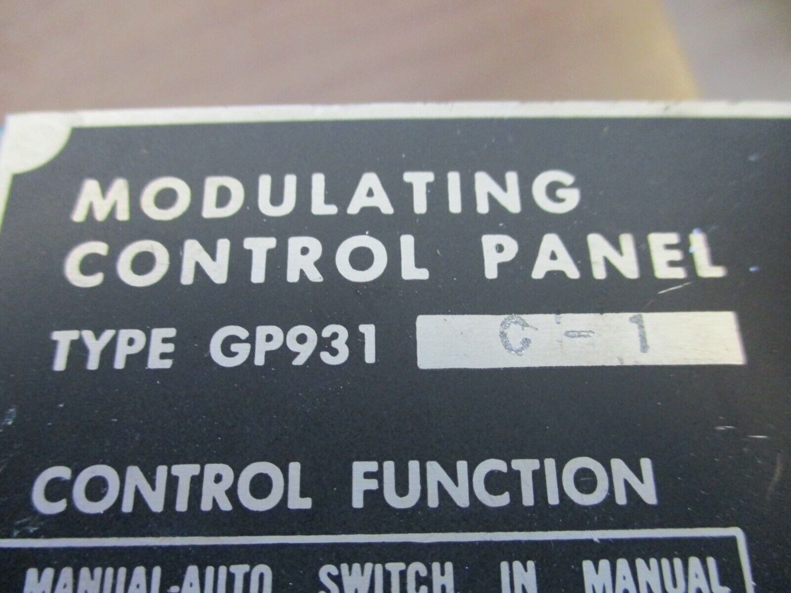 Gordon-Piatt Modulating Control Panel GP931 C-1 Used
