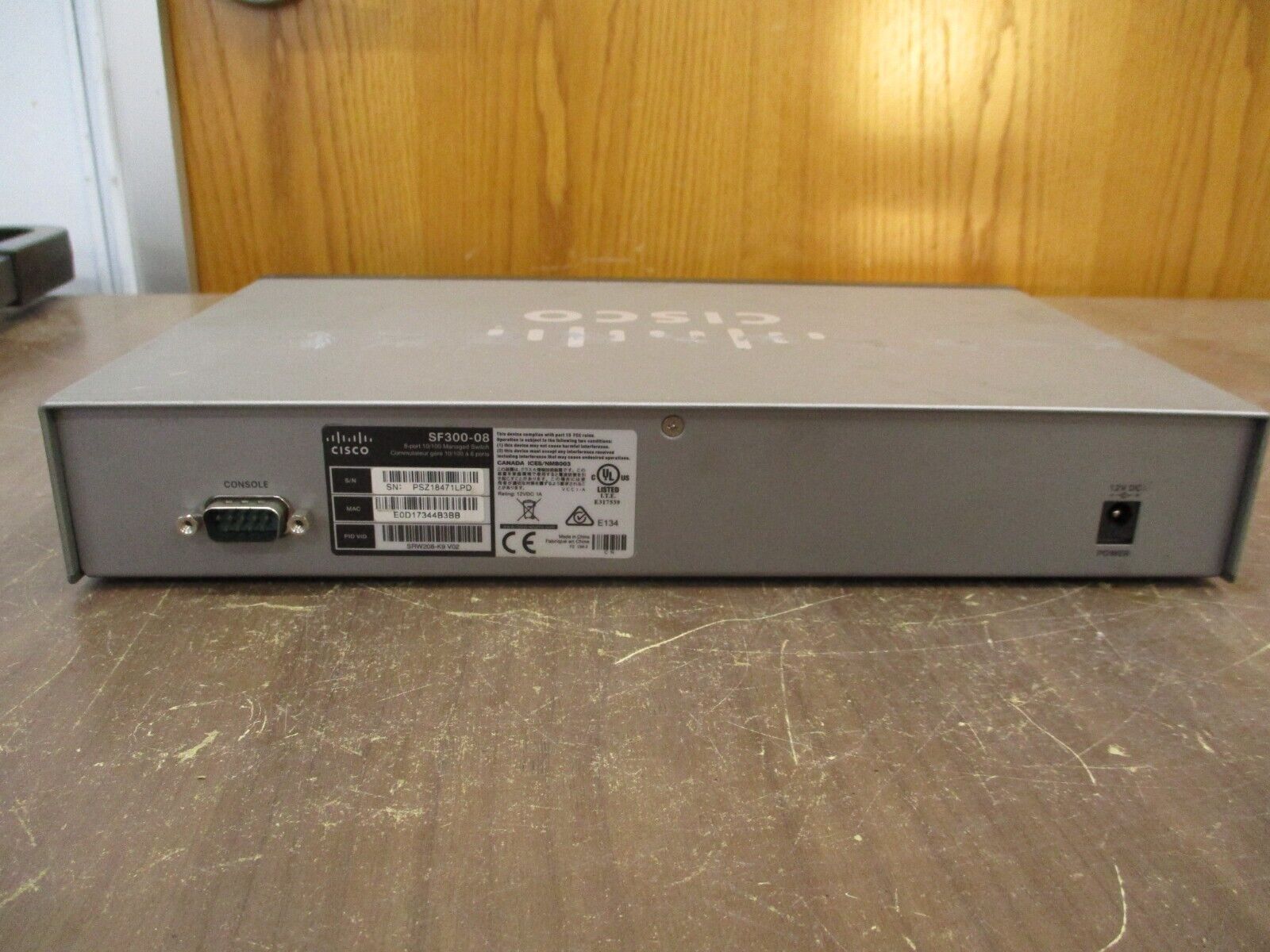 Cisco 10/100 Managed Ethernet Switch SF300-08 8-Port *No Power Cord* Used
