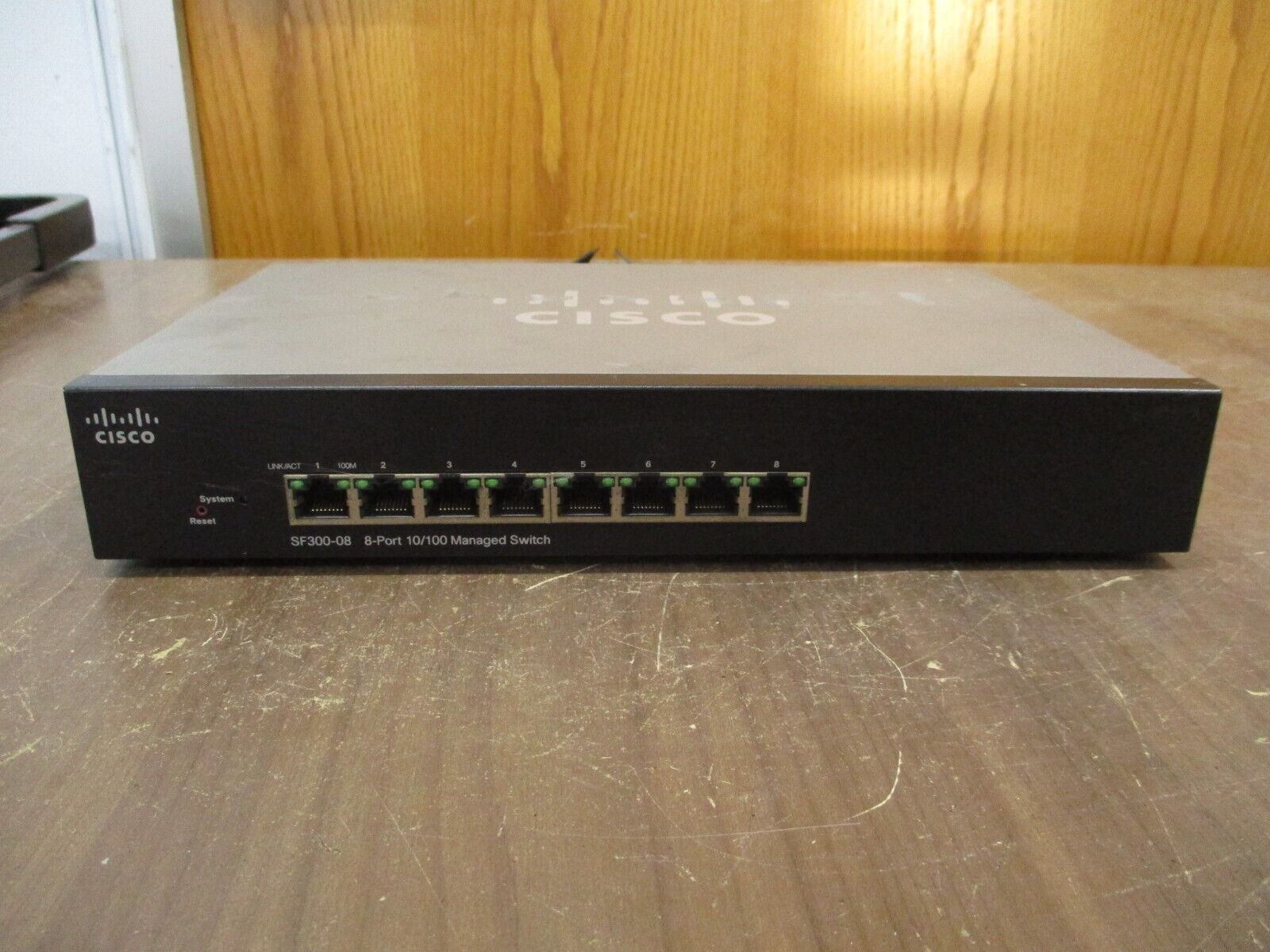 Cisco 10/100 Managed Ethernet Switch SF300-08 8-Port *No Power Cord* Used