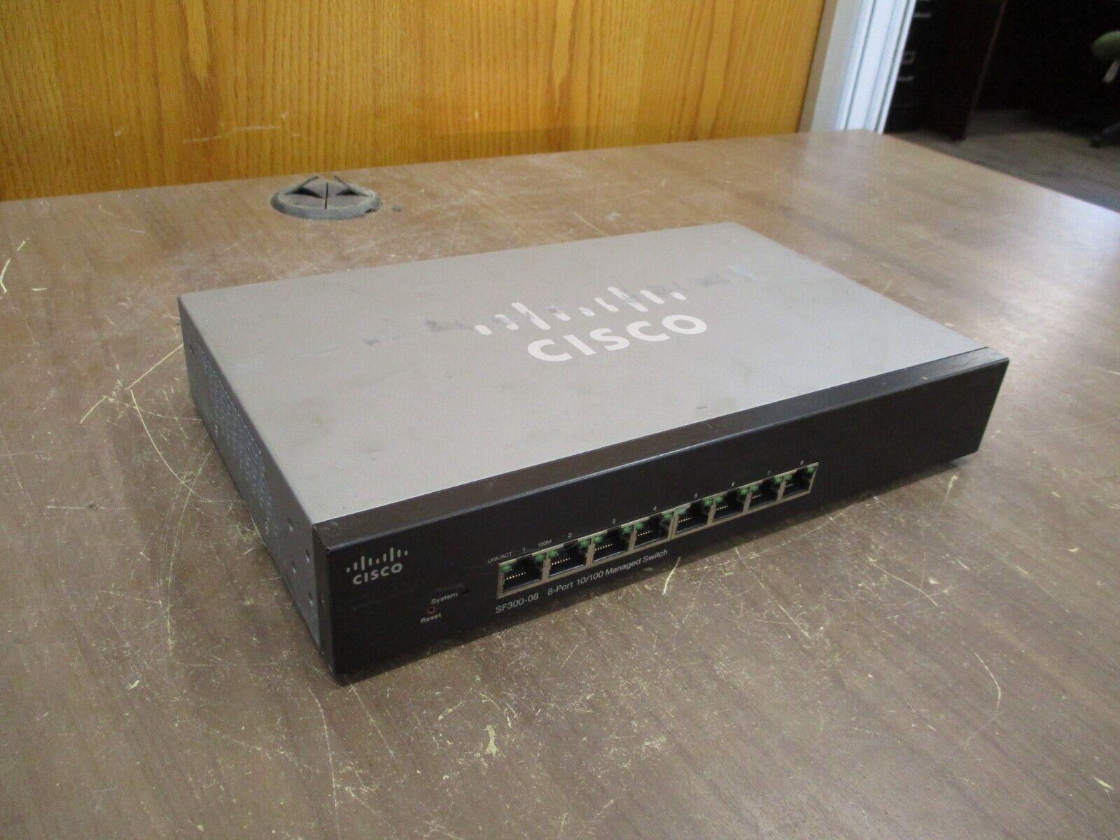 Cisco 10/100 Managed Ethernet Switch SF300-08 8-Port *No Power Cord* Used