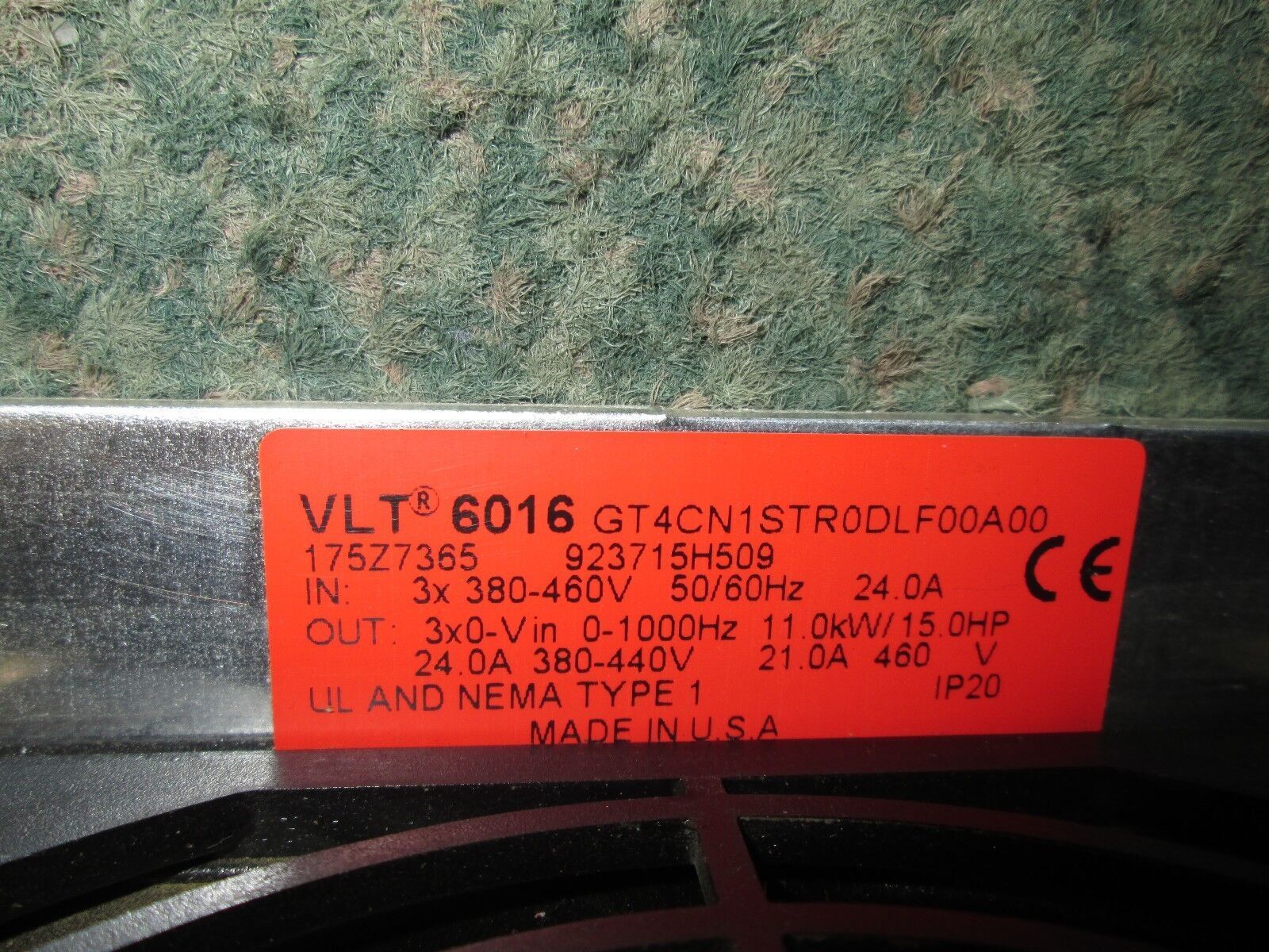 Danfoss VLT 6016 AC Drive 175Z7365 15HP *Missing Keypad* Used