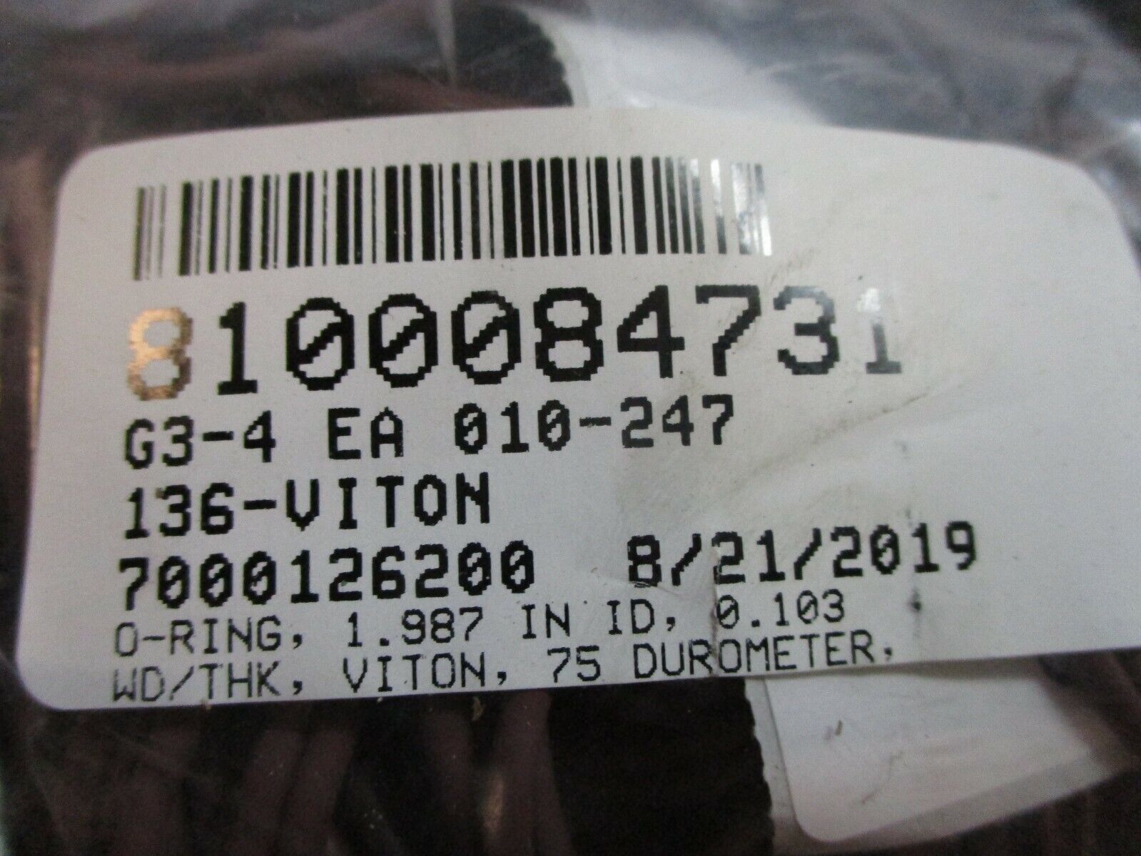 Misc. Brand Durometer 75 O-Rings OR-136BRNVA 1.987" ID 0.103" Thick New Surplus