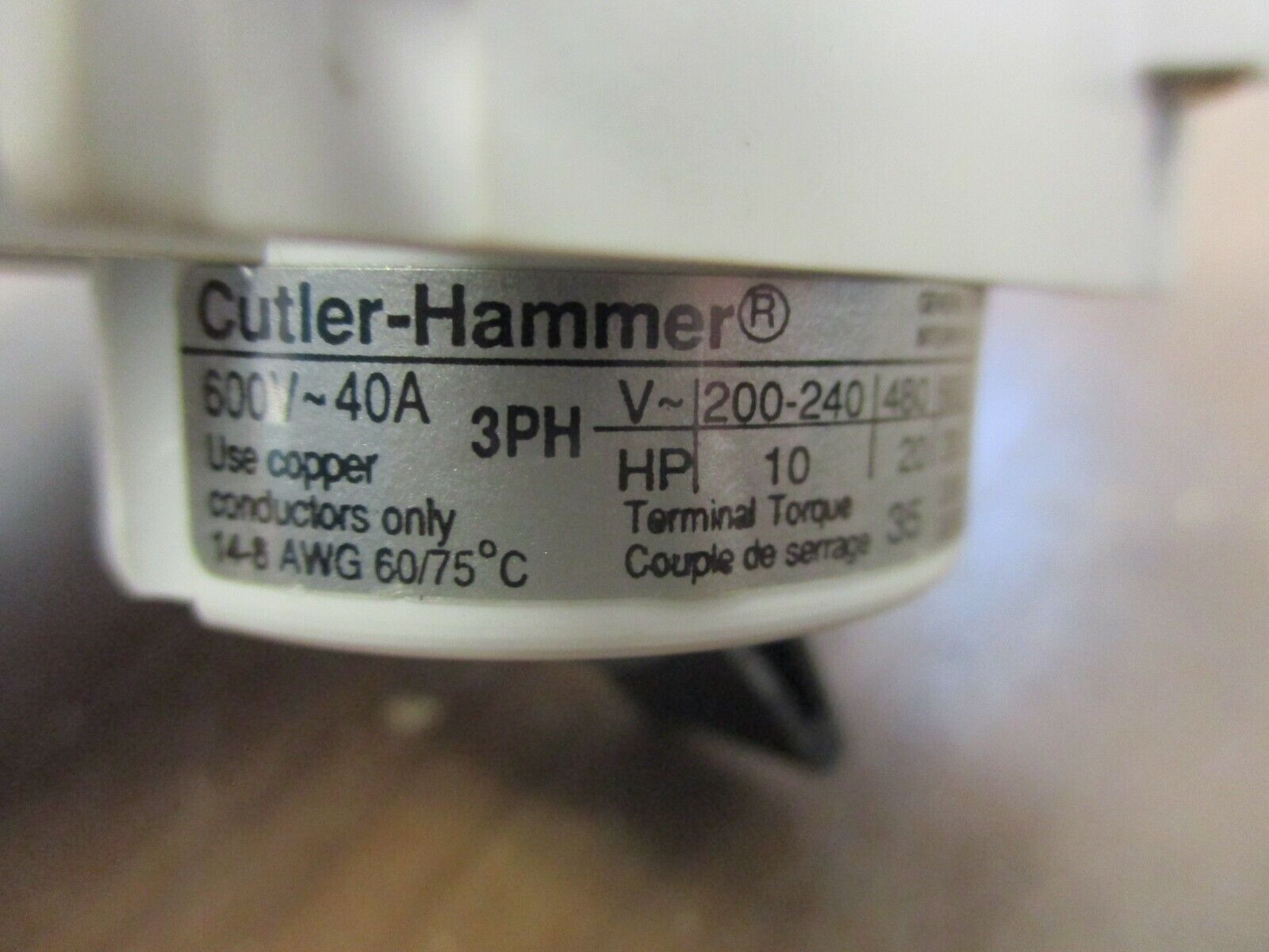 Cutler-Hammer Switch C362T40 40A 600V 3Ph Used