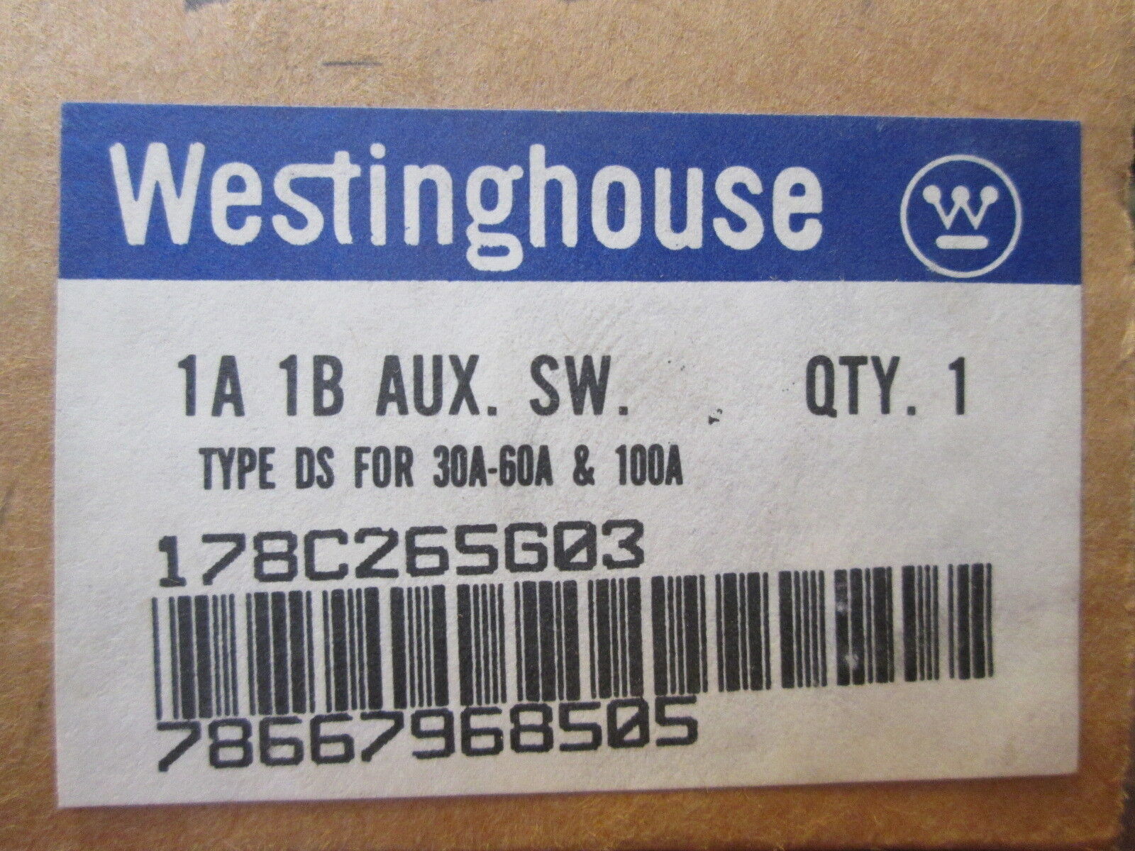 Westinghouse Type DS Aux Switch 178C265G03 New Surplus