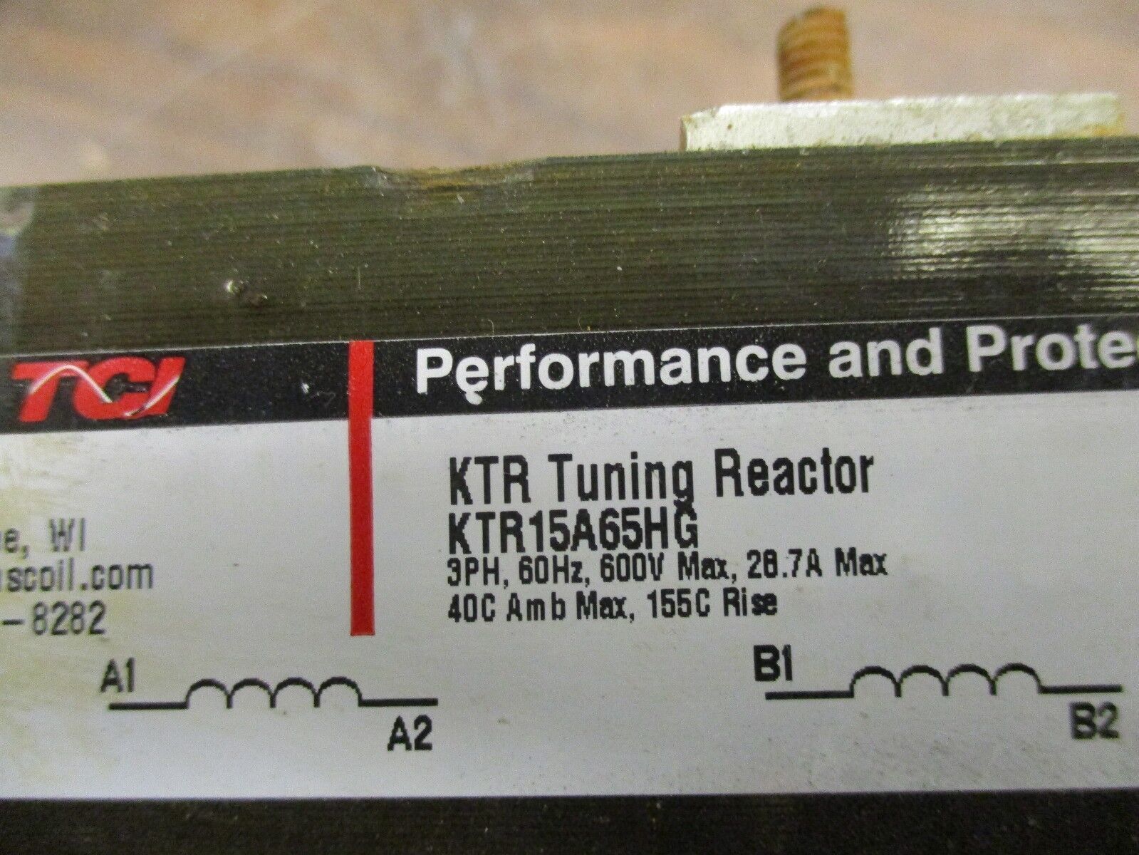 TCI KTR Tuning Reactor KTR15A65HG 28.7A 600V 3Ph 60Hz Used