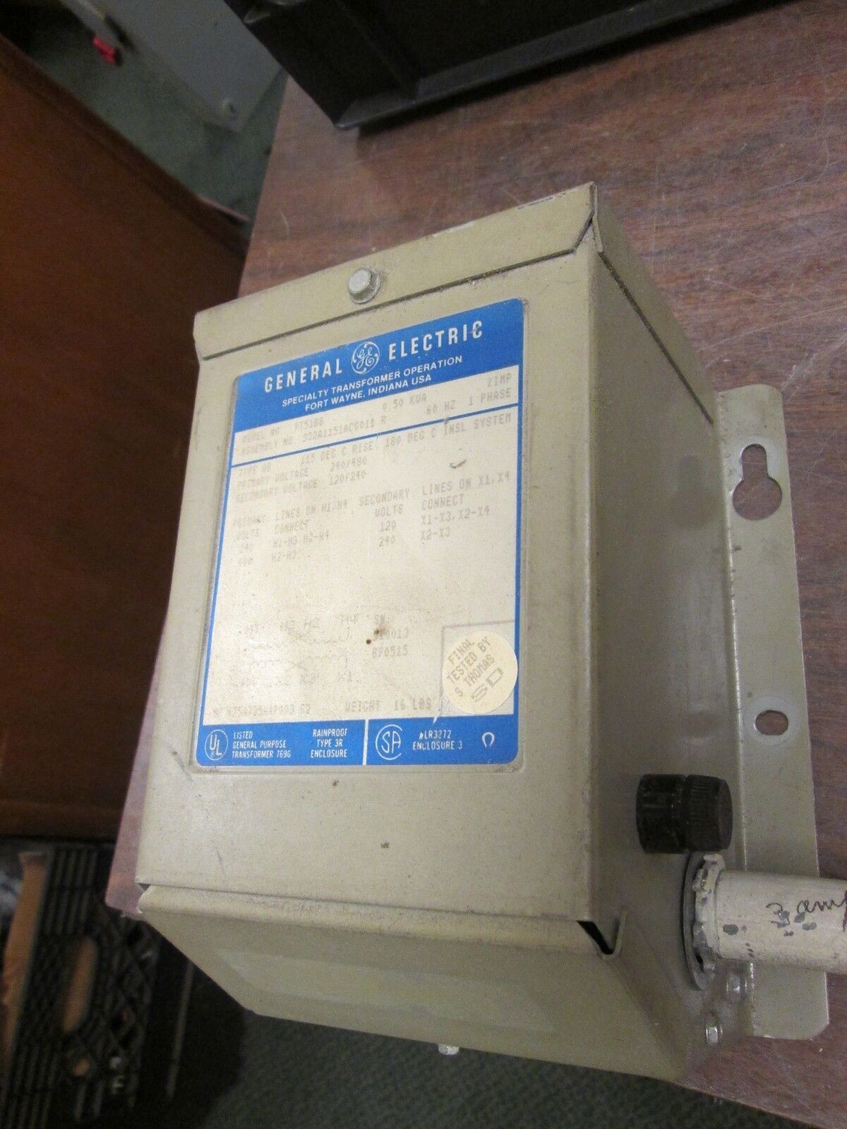 GE Transformer 9T51B8 Pri 240/480V Sec 120/240V 0.50KVA 1Ph Used