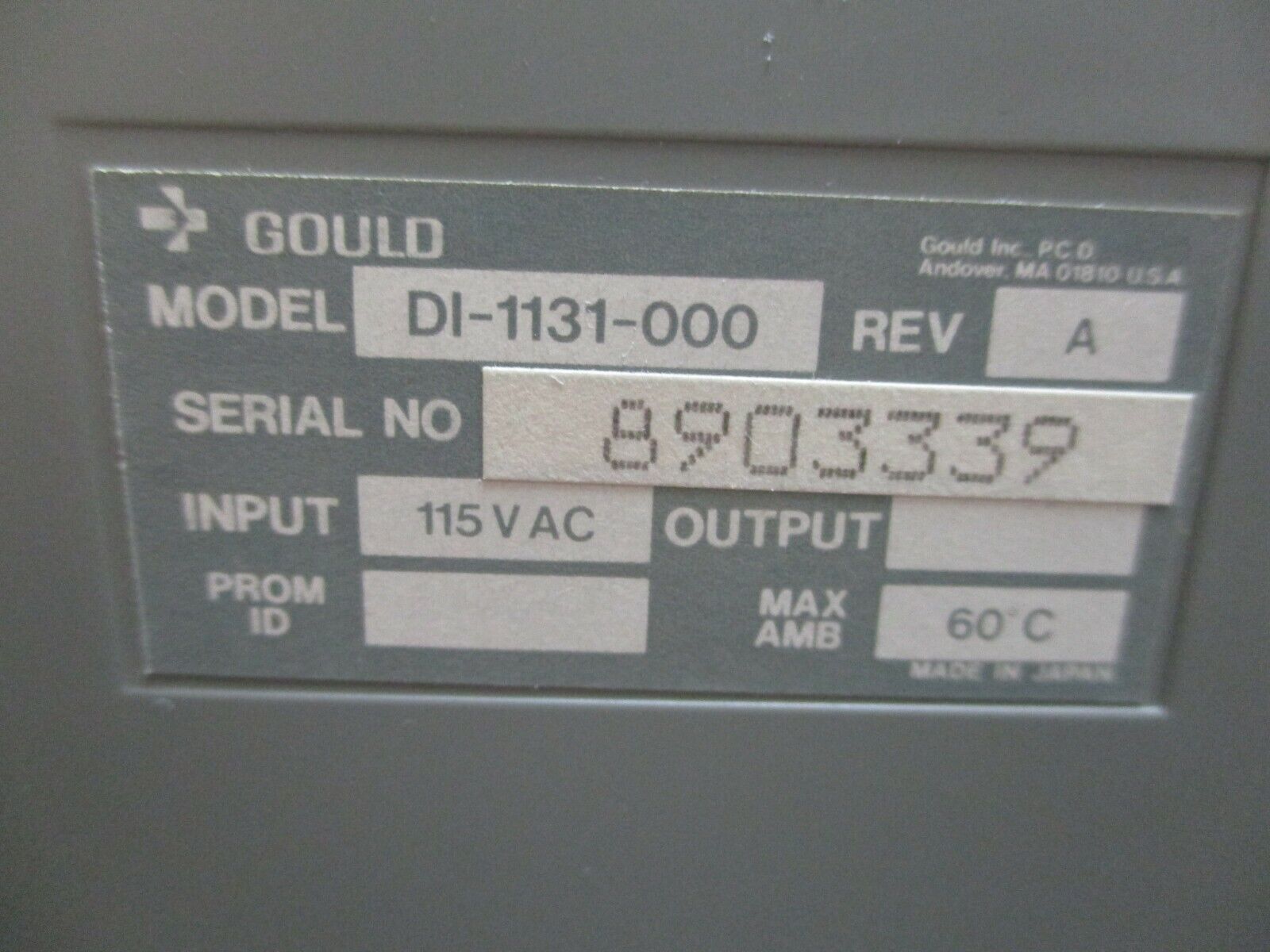 Gould Input Module DI-1131-000 Rev. A Input: 115VAC Used