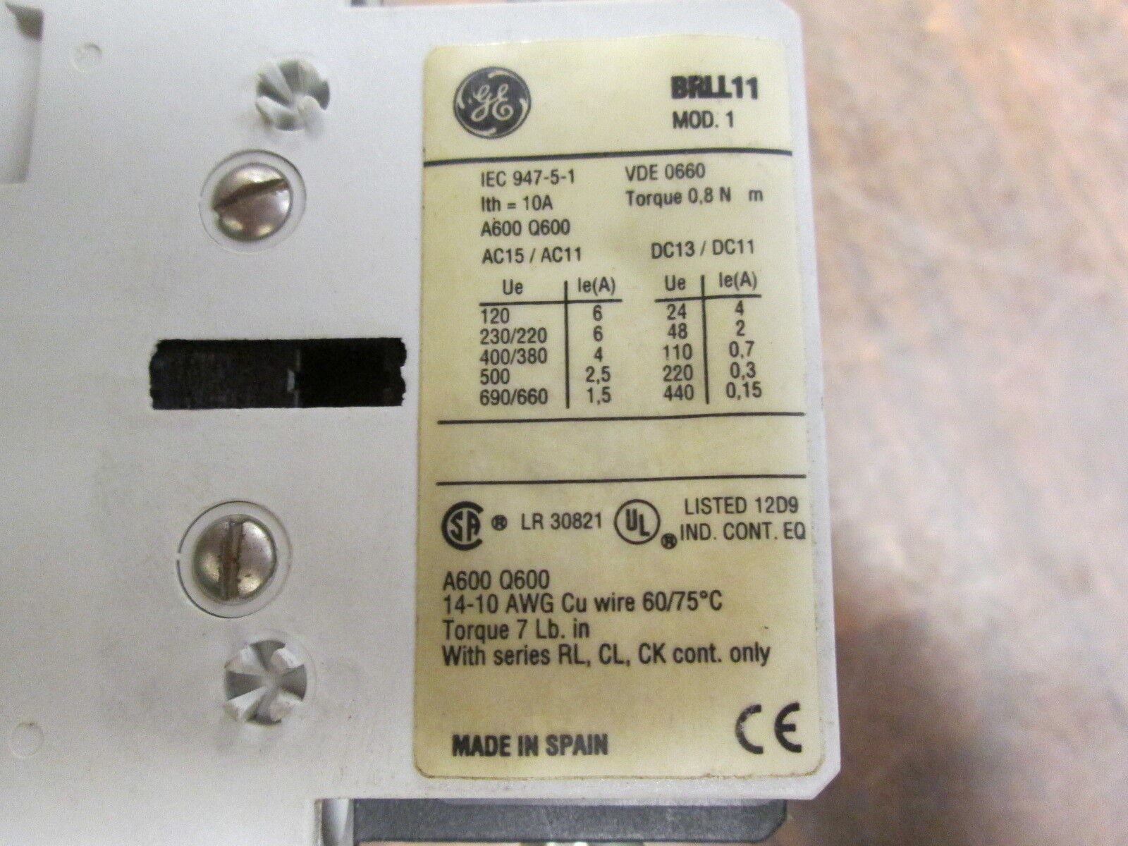 GE Contactor RL4RA022T 240V Coil 20A w/ Surge Suppressor Block Used